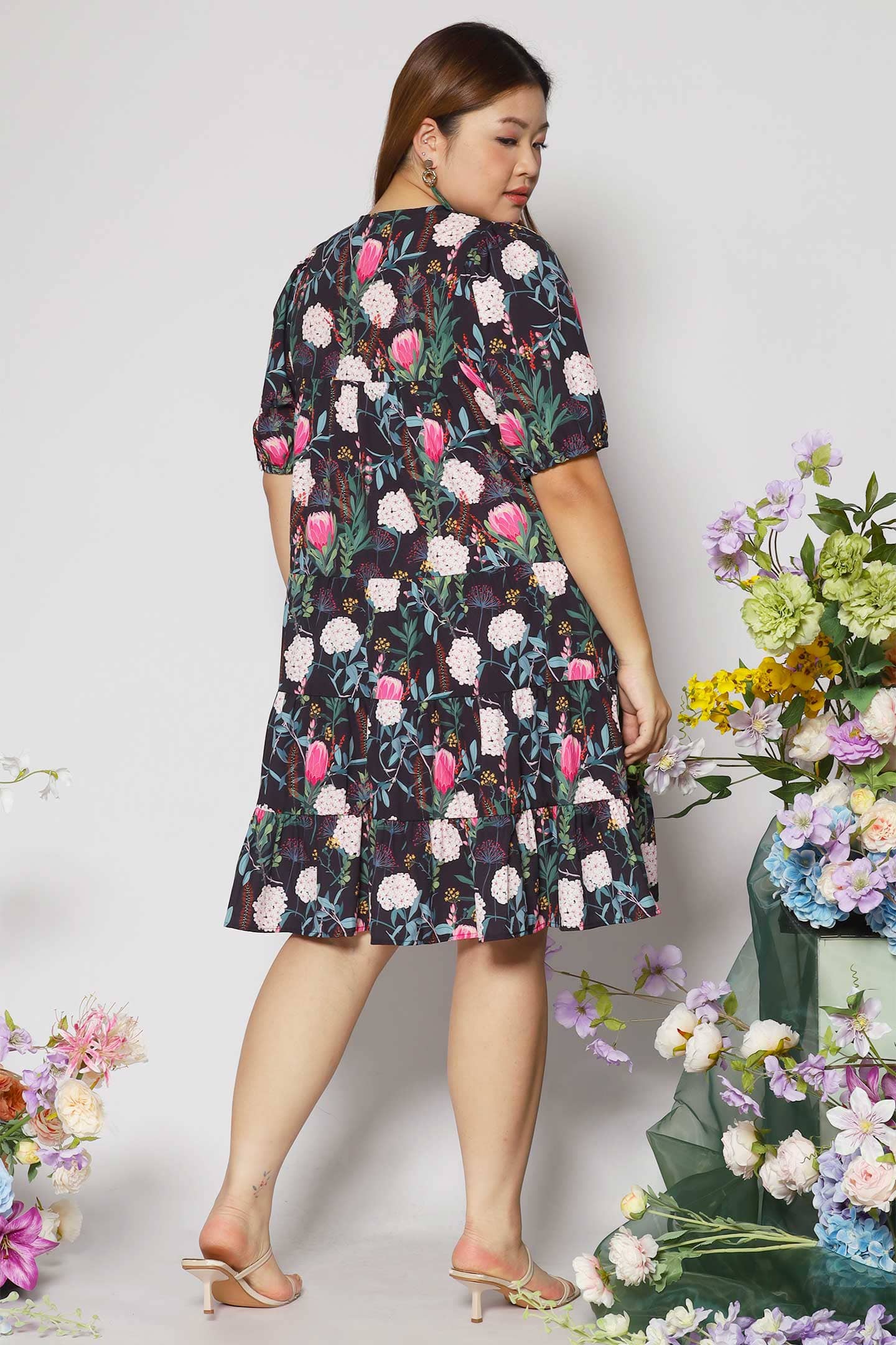 Melbourne Dress in Pink Poppies