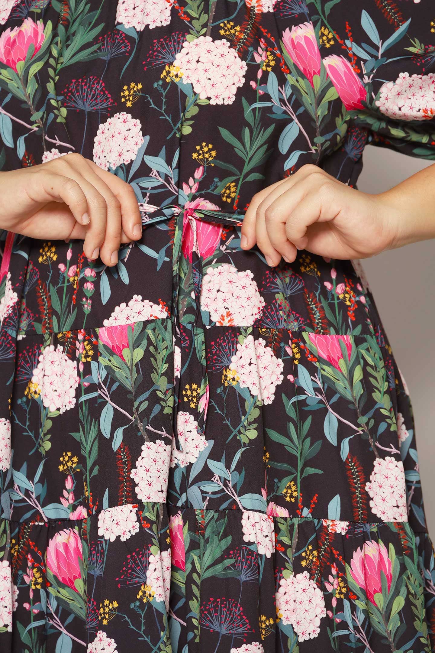 Melbourne Dress in Pink Poppies