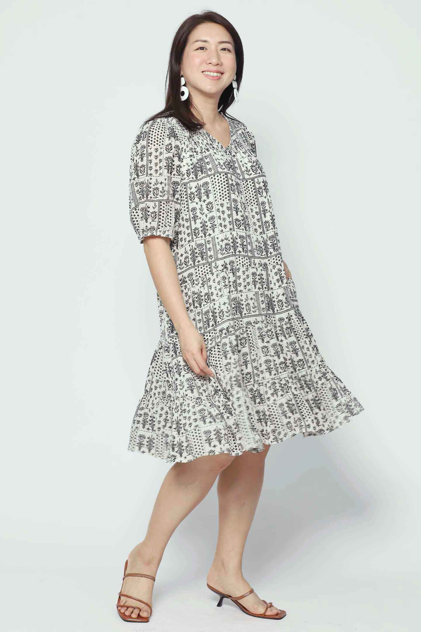 Melbourne Dress in Spring Blocks