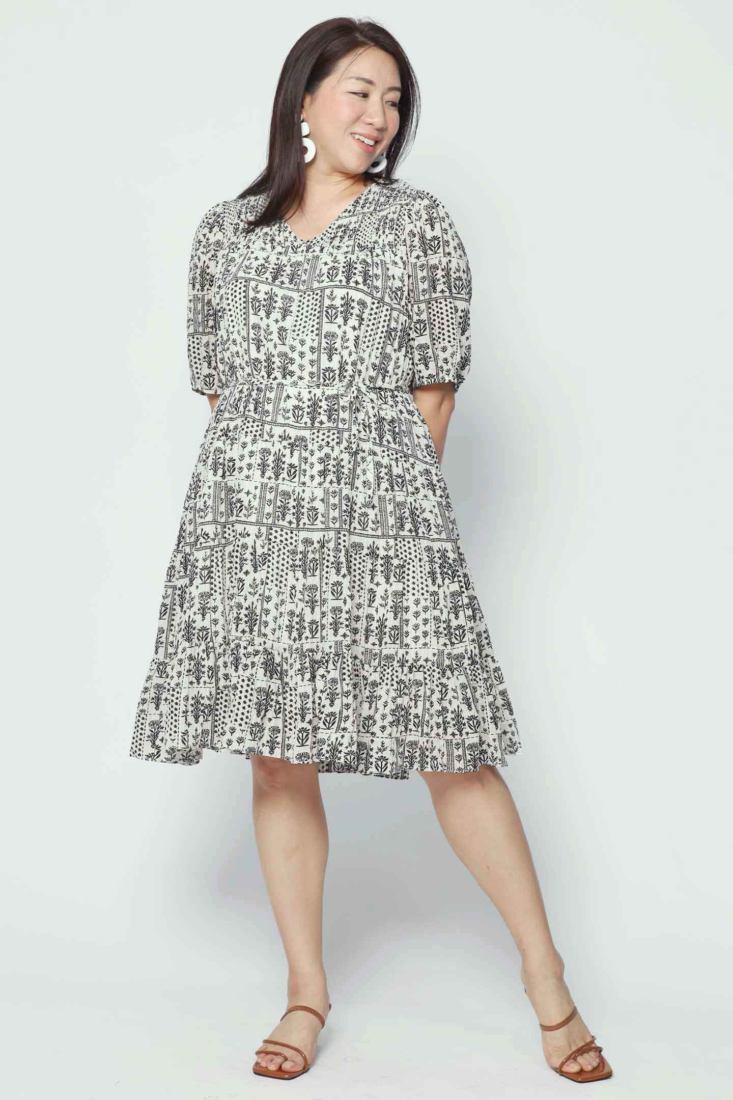 Melbourne Dress in Spring Blocks