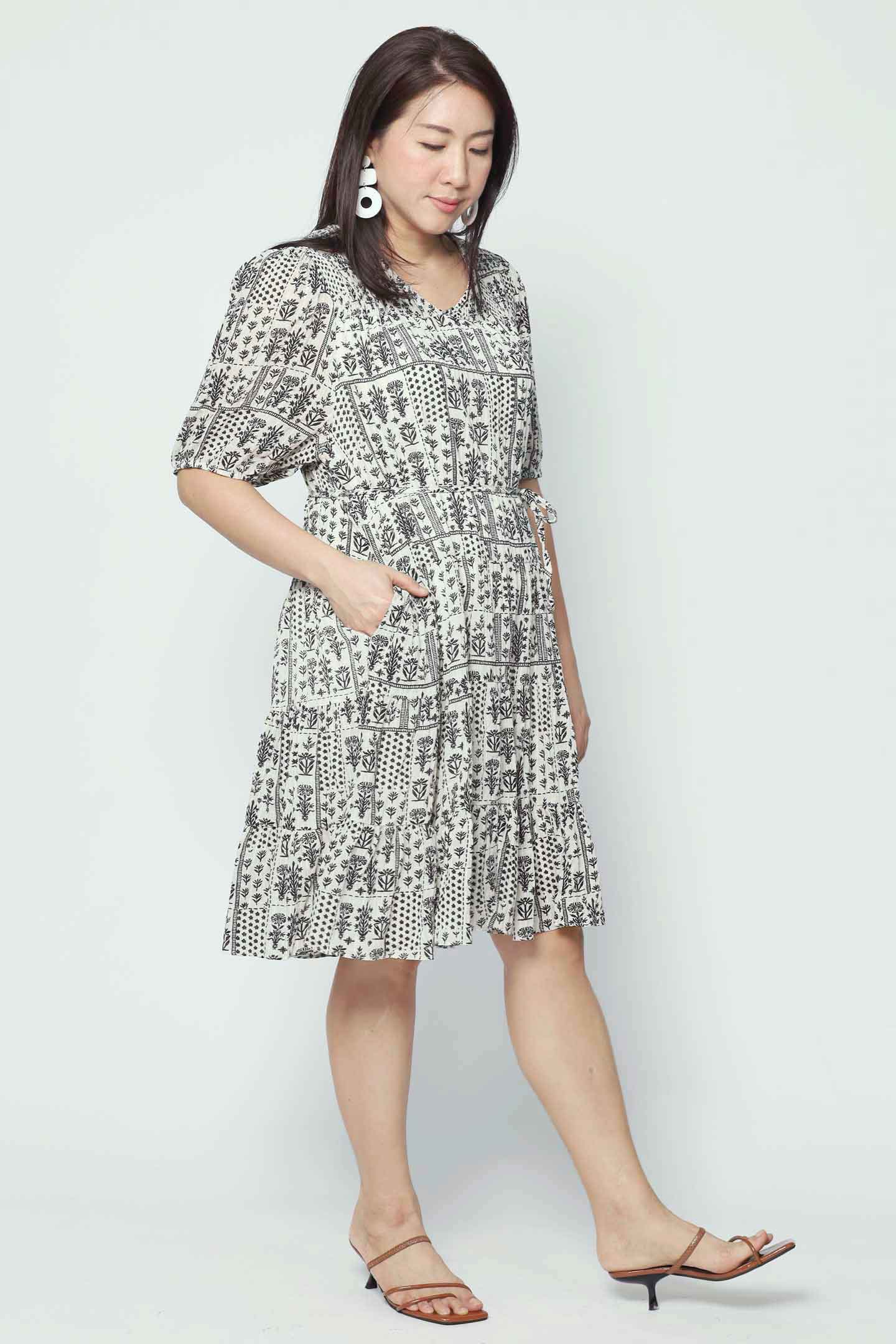 Melbourne Dress in Spring Blocks