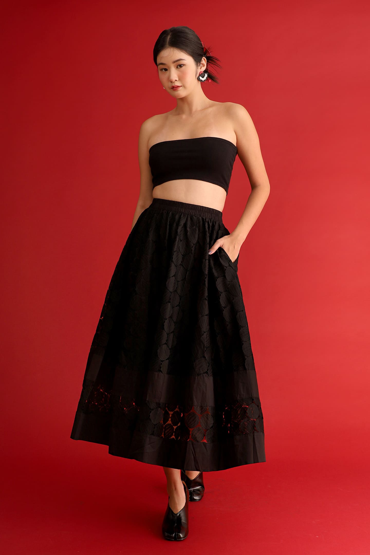 CHOSEN - Midnight Lace Skirt in Black