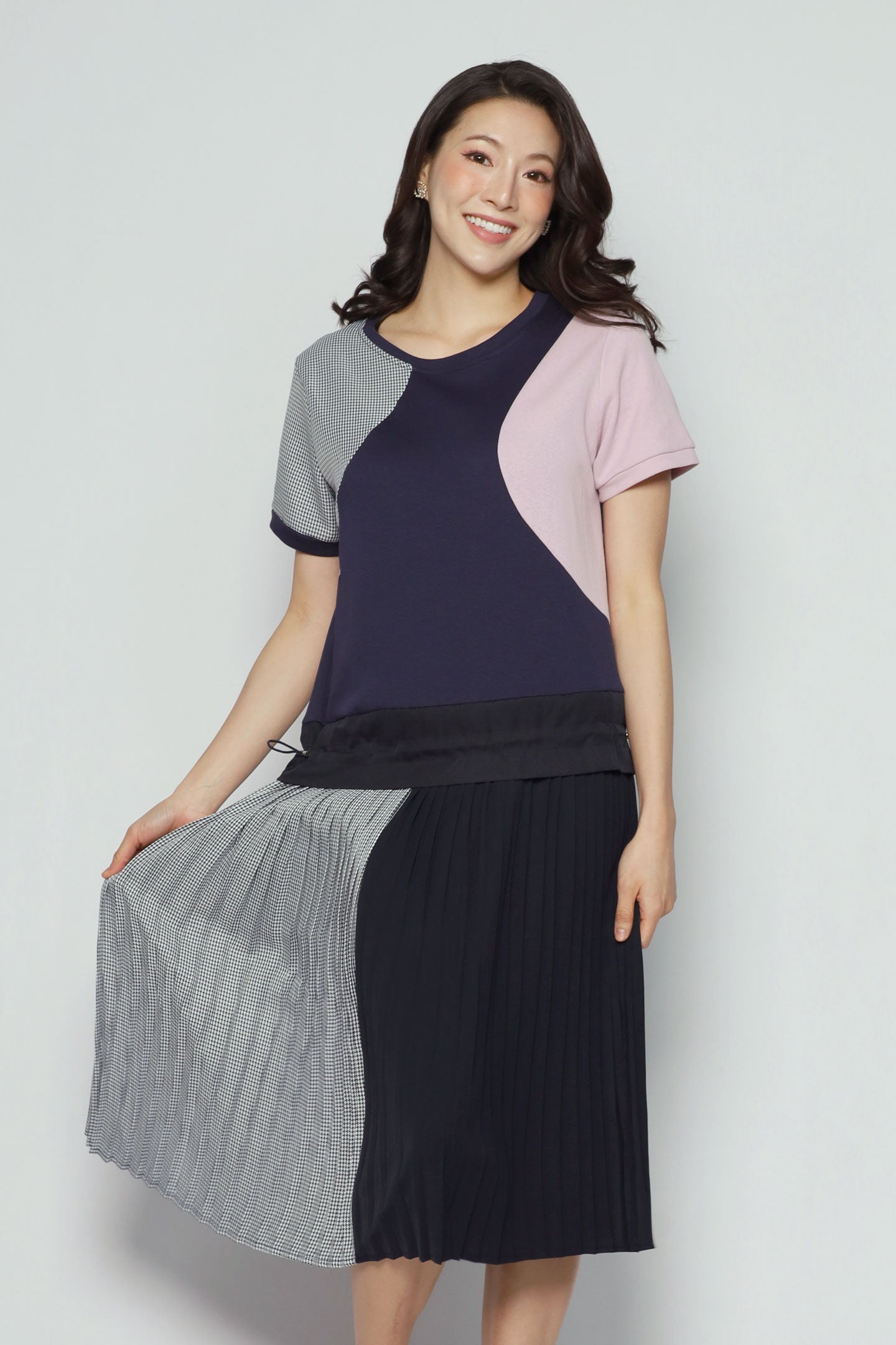 Miguel Colourblock Dress in Pink