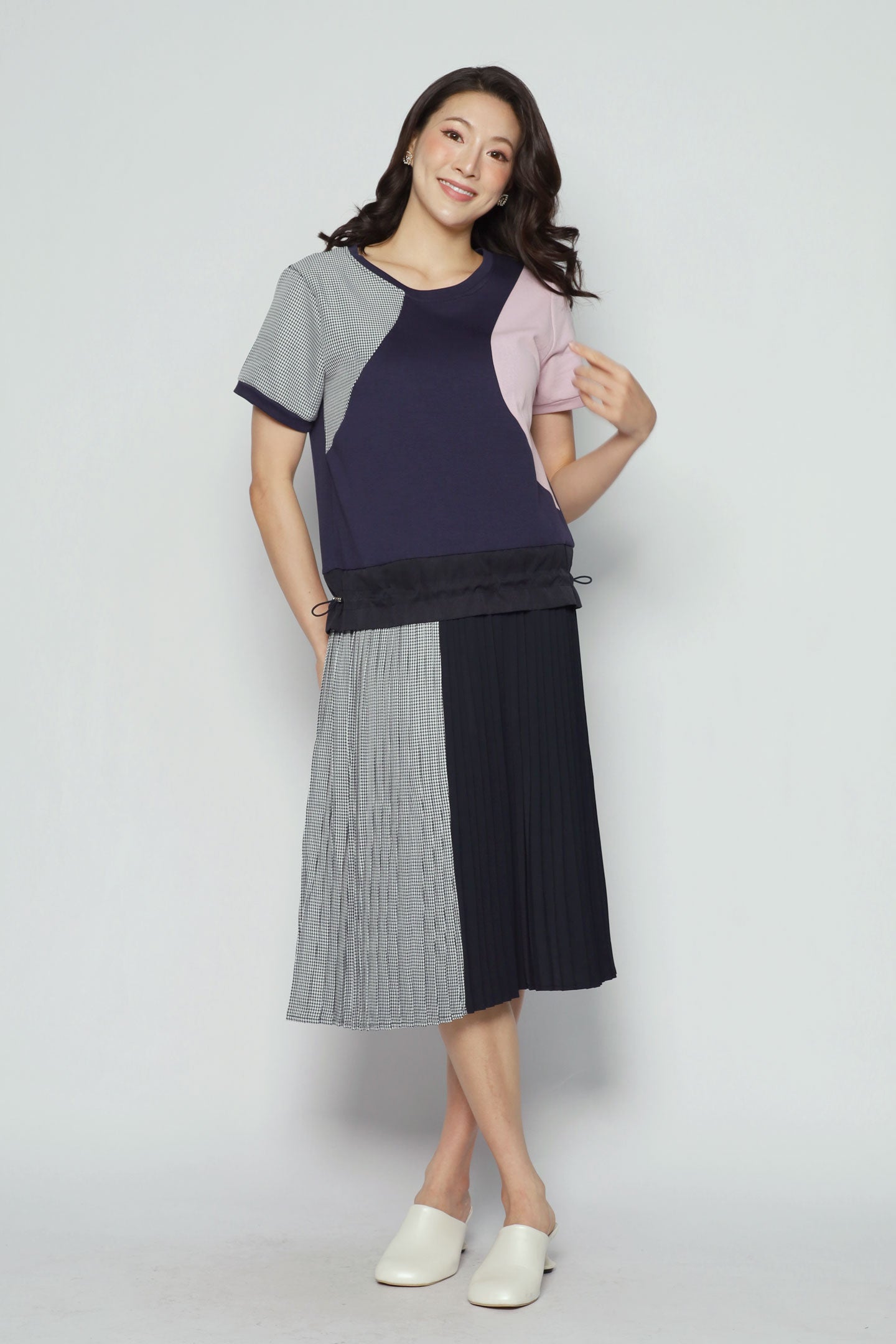 Miguel Colourblock Dress in Pink