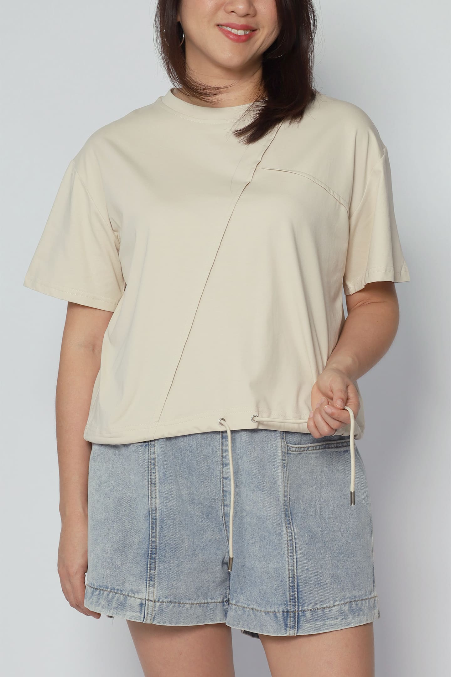 Backorders Easy By TE - Minoo Drawstring Top in Khaki