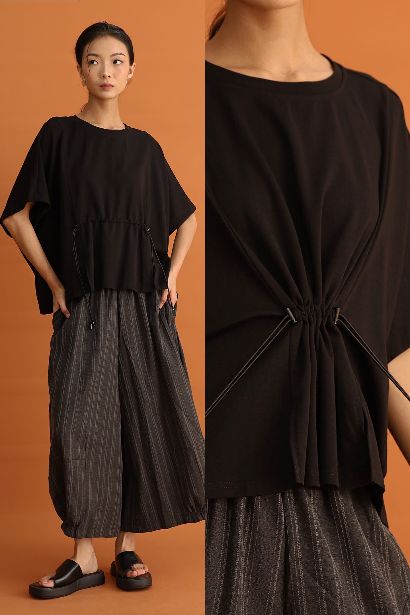 CHOSEN - Mio Drawstring Top in Black