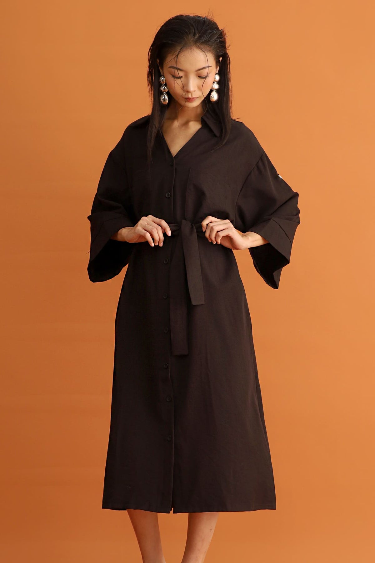 CHOSEN - Monaco Trench Coat Dress in Black