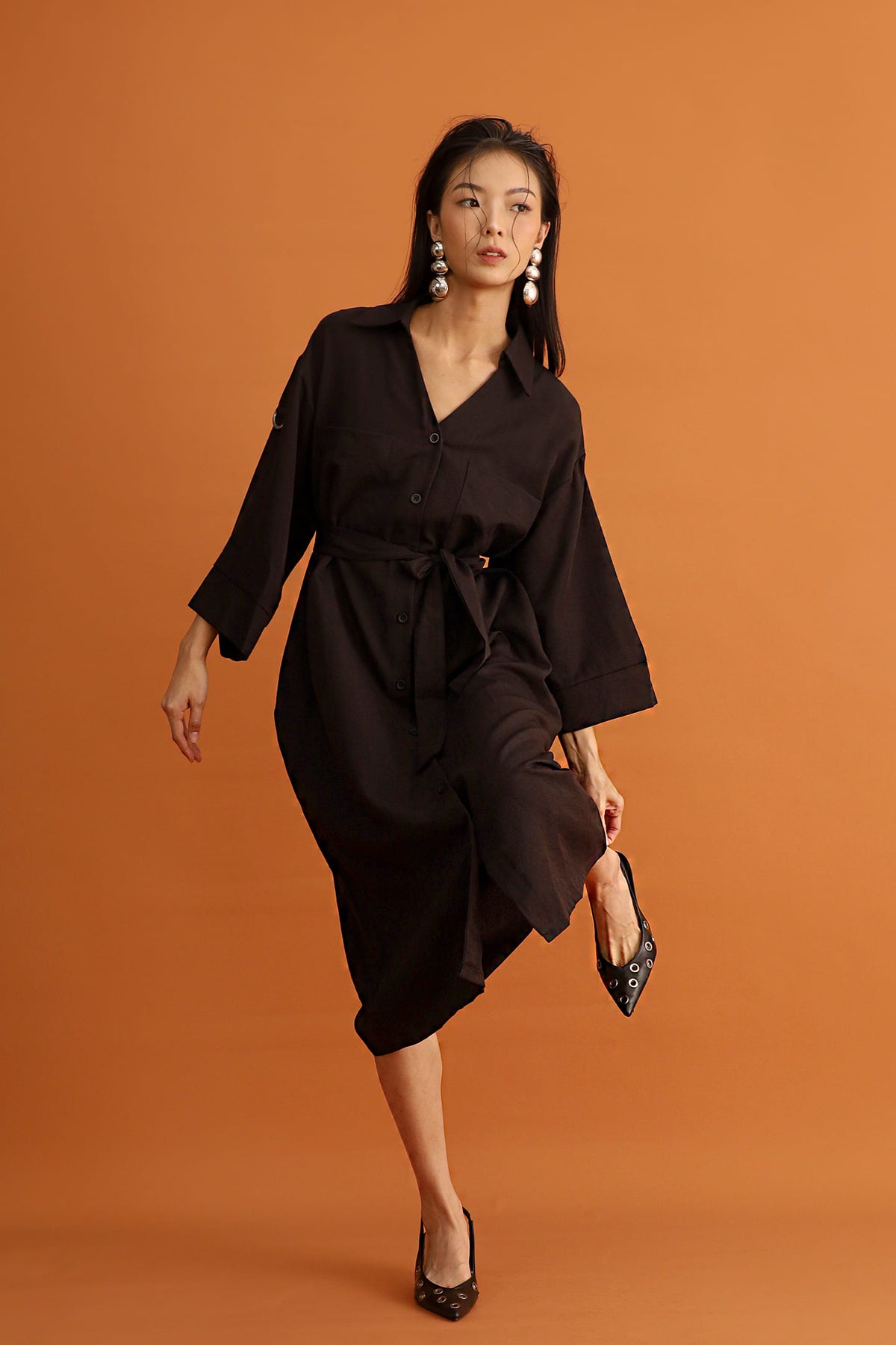 CHOSEN - Monaco Trench Coat Dress in Black