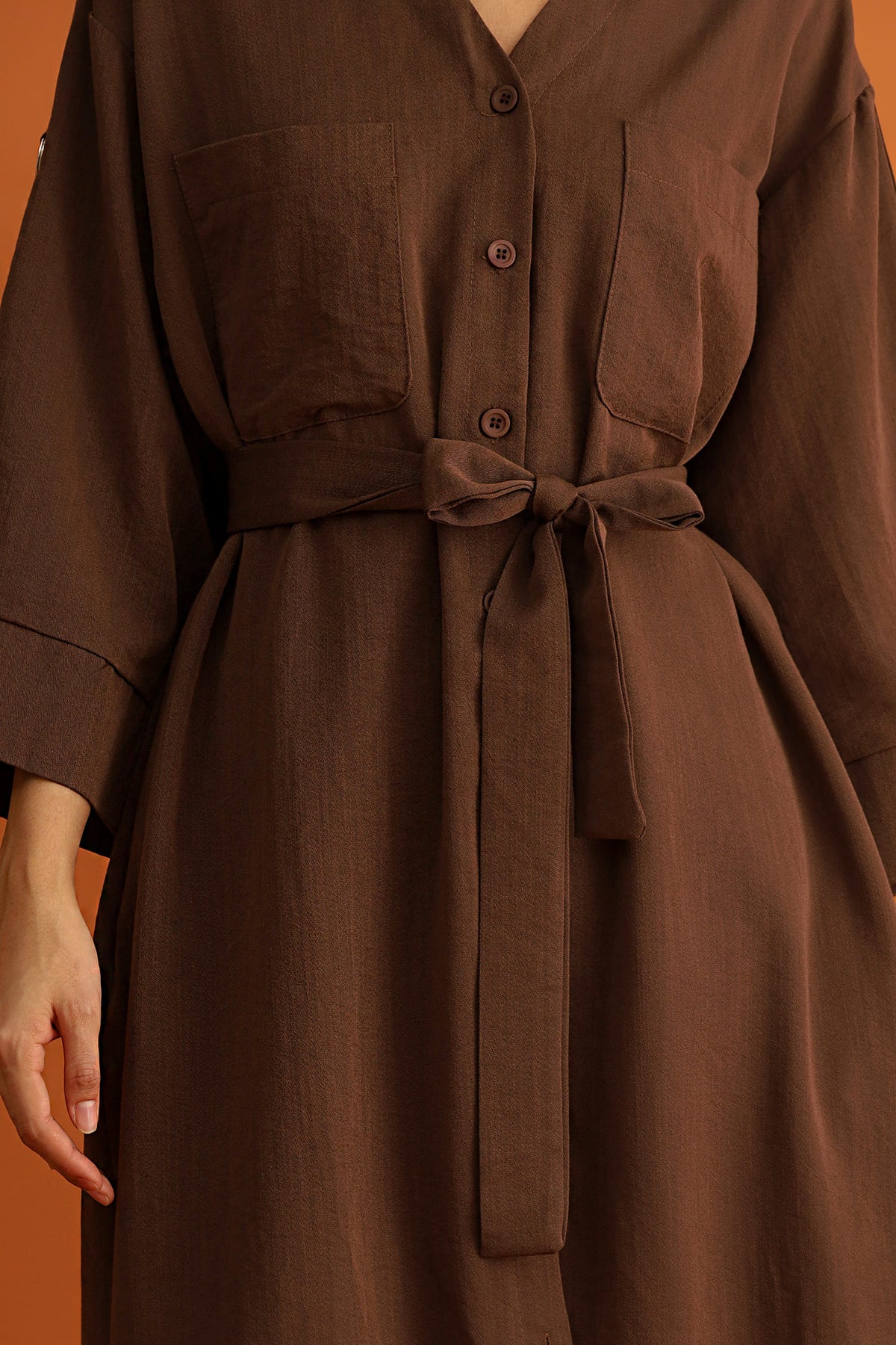 CHOSEN - Monaco Trench Coat Dress in Cocoa Brown