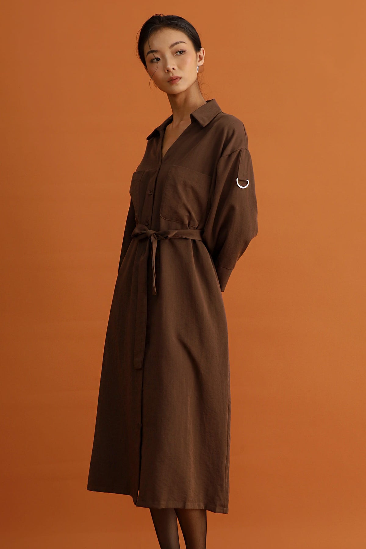 CHOSEN - Monaco Trench Coat Dress in Cocoa Brown
