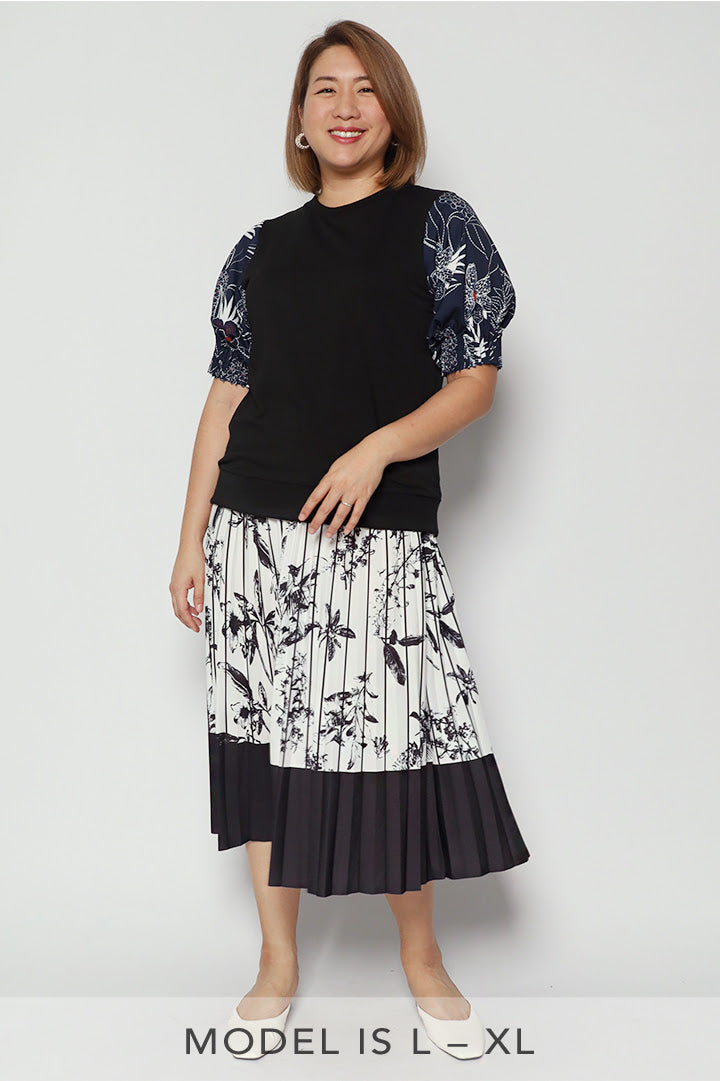 Elise Skirt in Black and White Floral