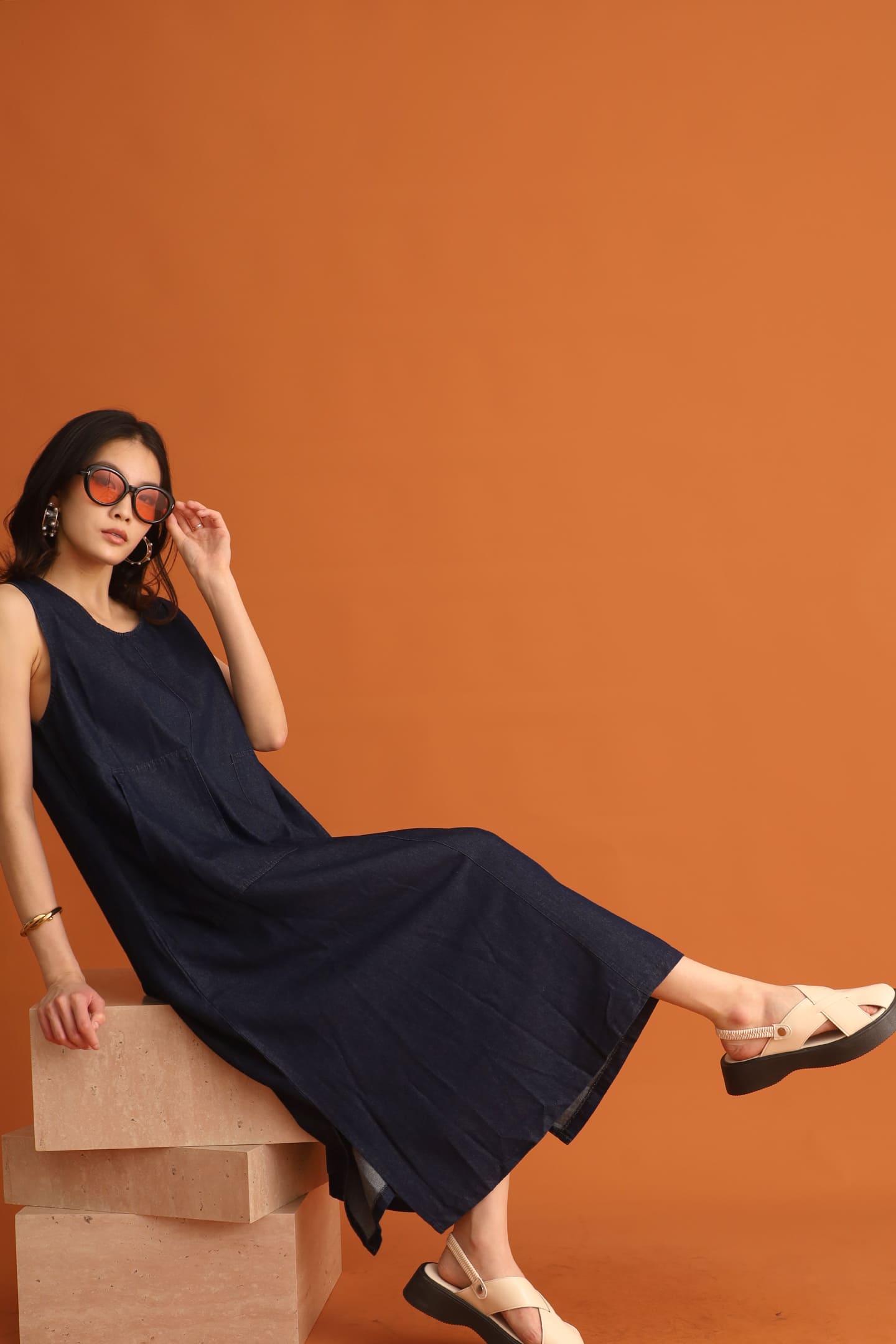 CHOSEN - Moon Pocket Denim Dress