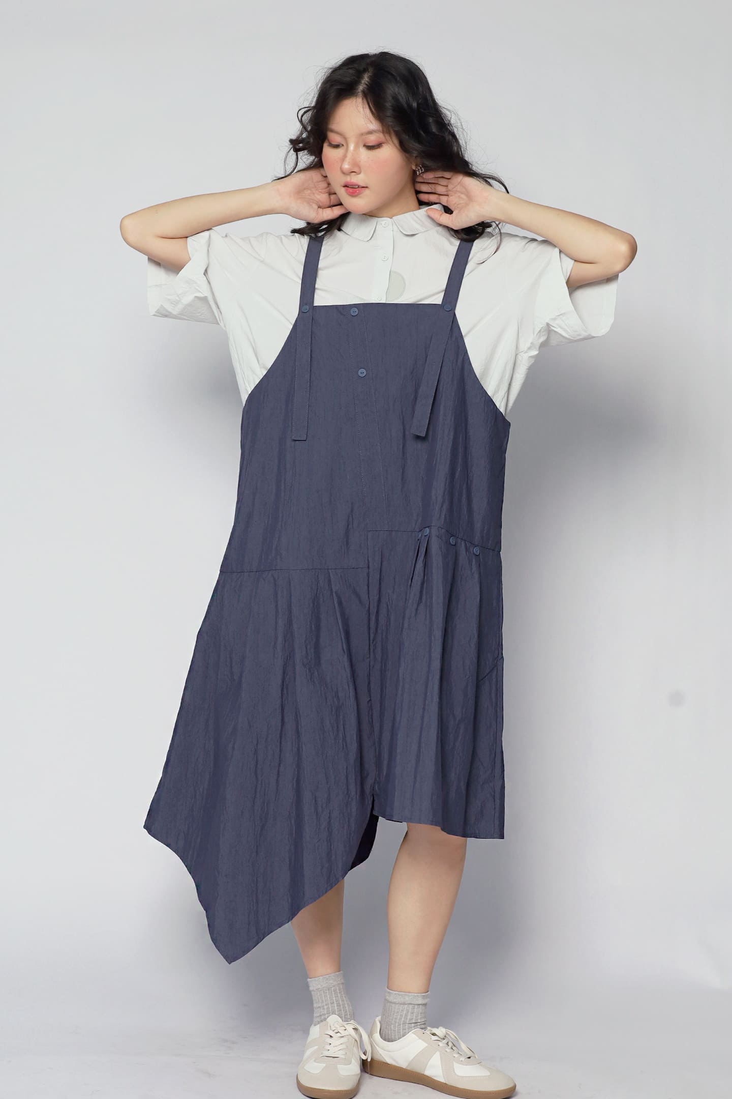 JOY - Moro Pinafore Dress in Blue