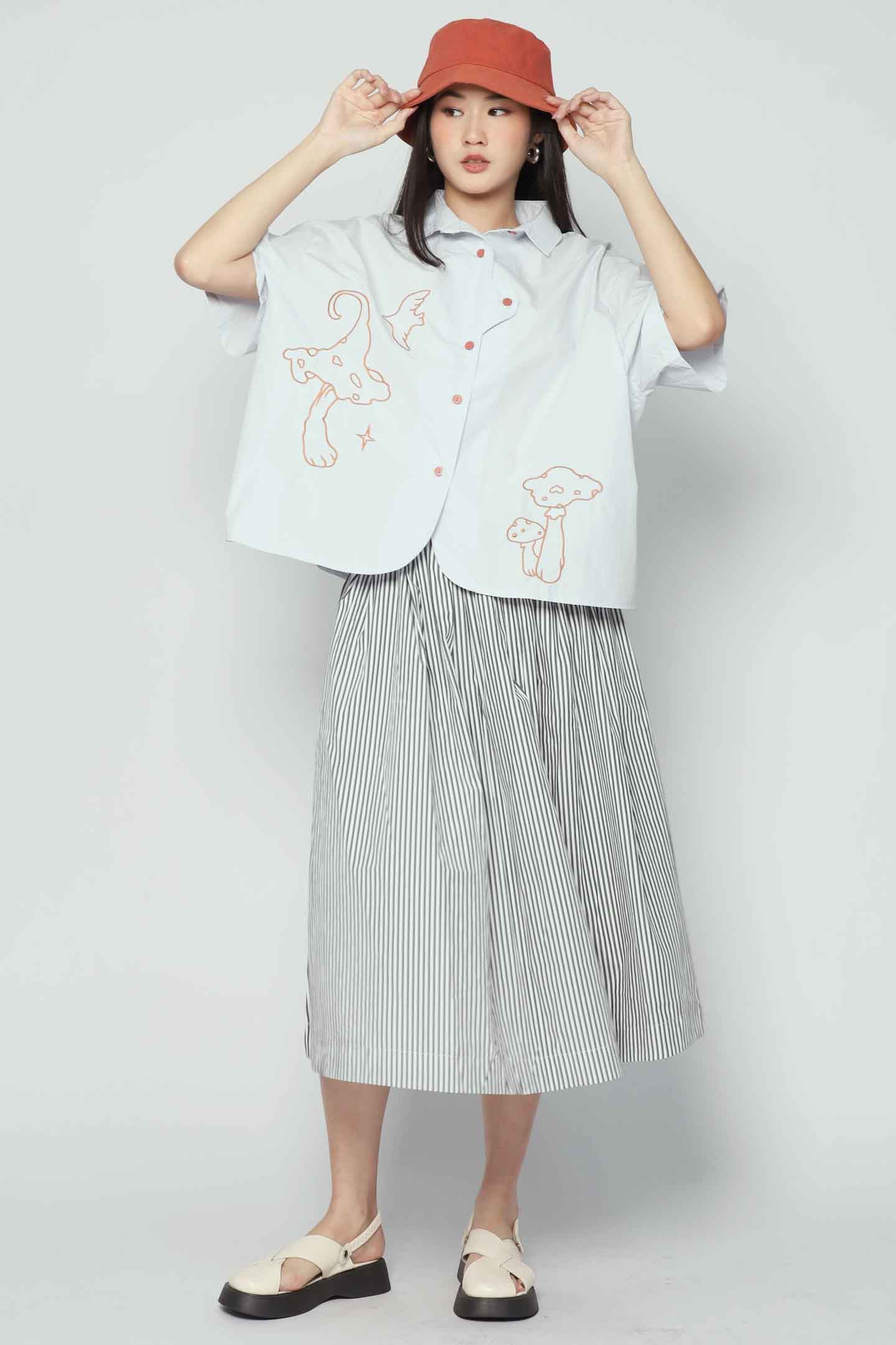 Mushroom Cutie Embroidered Top