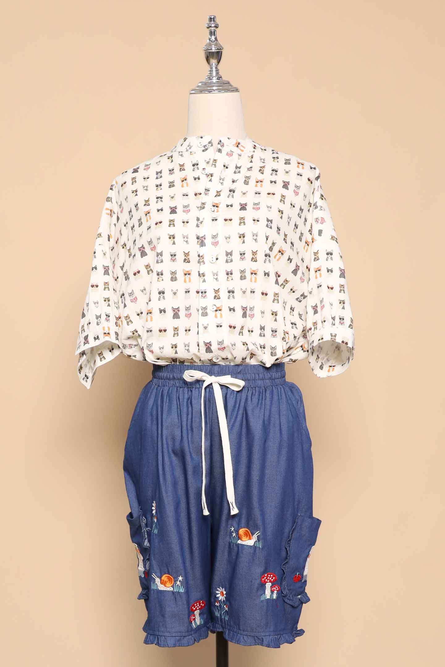 PO - Mushroom Land Denim Shorts