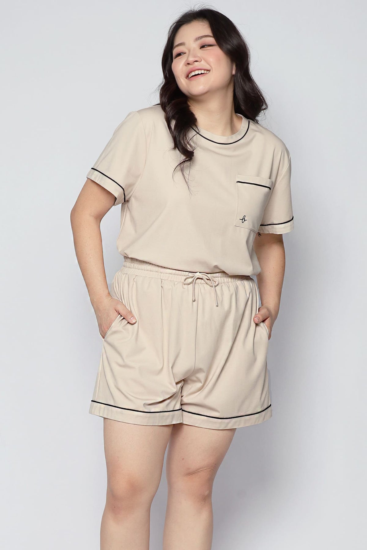 TENCEL - Nap Queen Pyjamas Shorts Set in Cookies Cream
