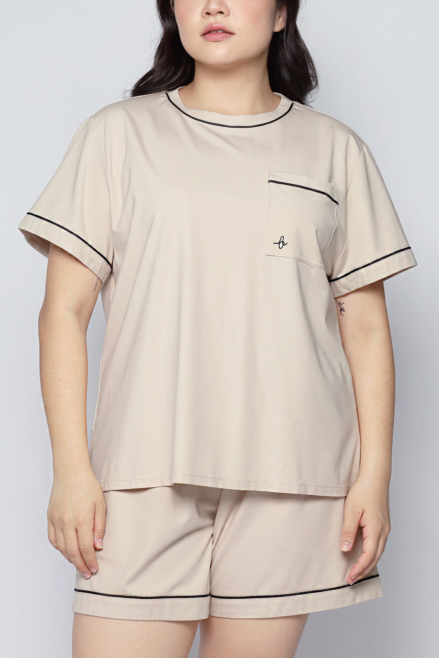 TENCEL - Nap Queen Pyjamas Shorts Set in Cookies Cream