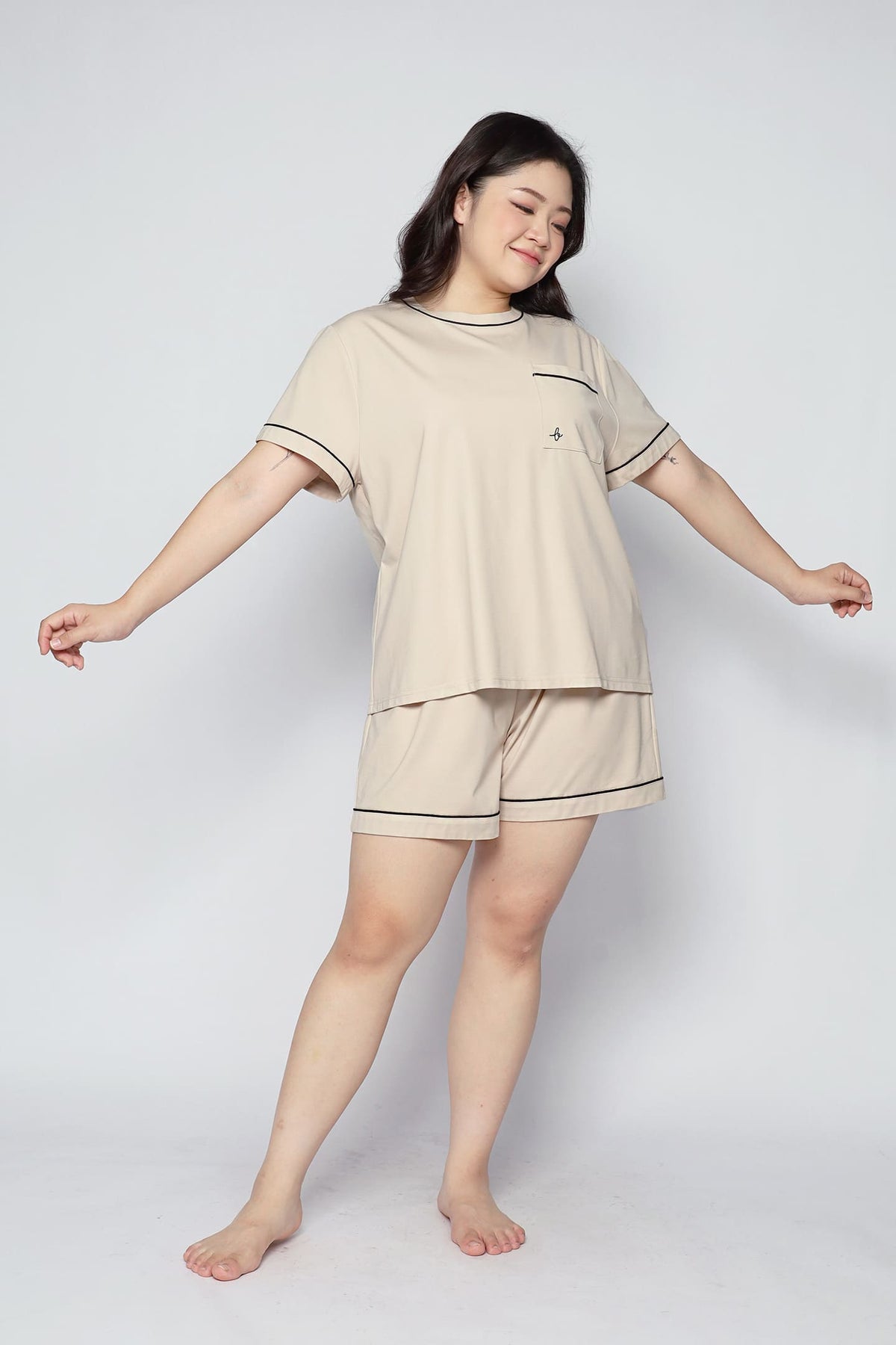 TENCEL - Nap Queen Pyjamas Shorts Set in Cookies Cream