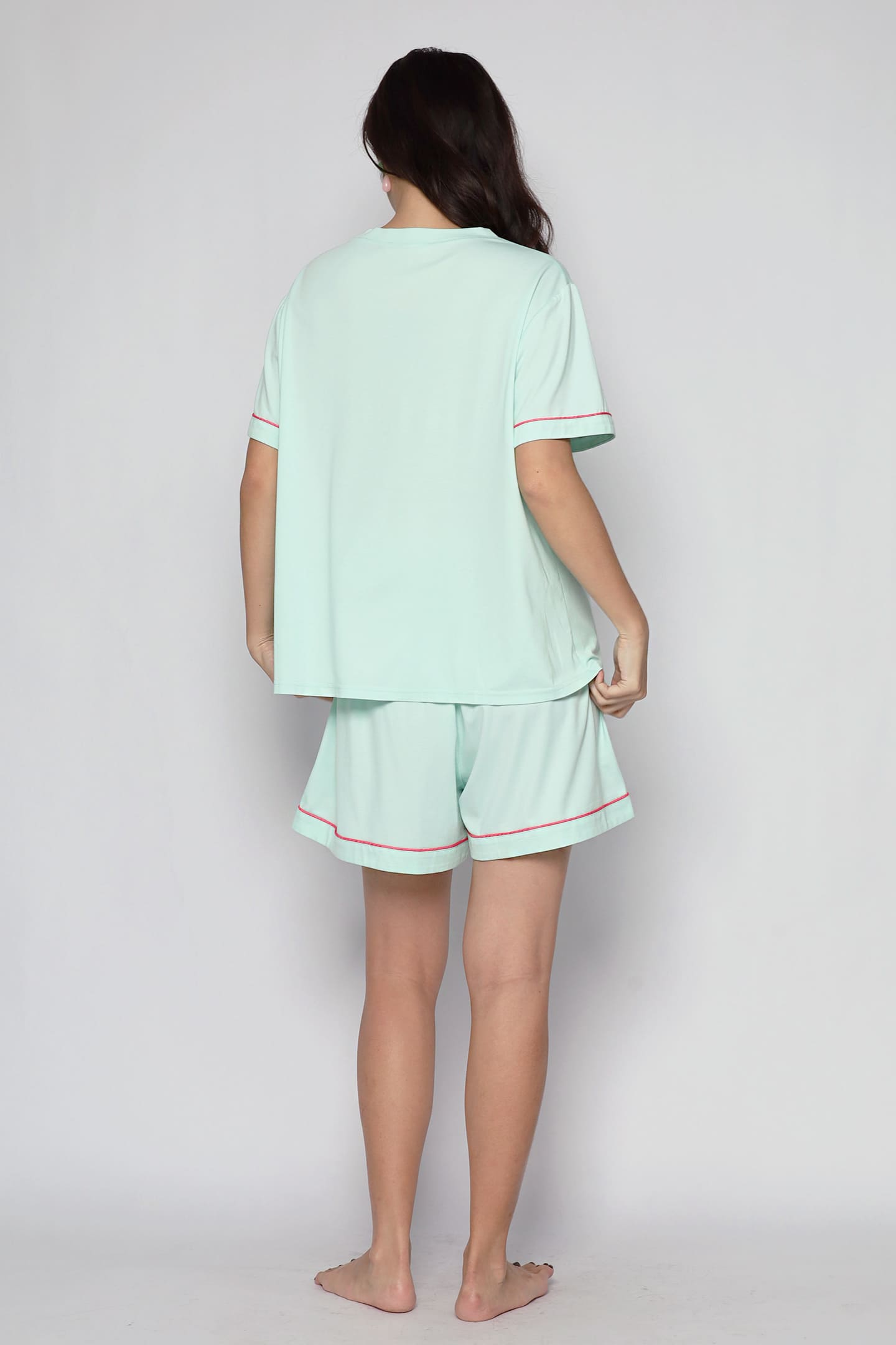 TENCEL - Nap Queen Pyjamas Shorts Set in Strawberry Mint