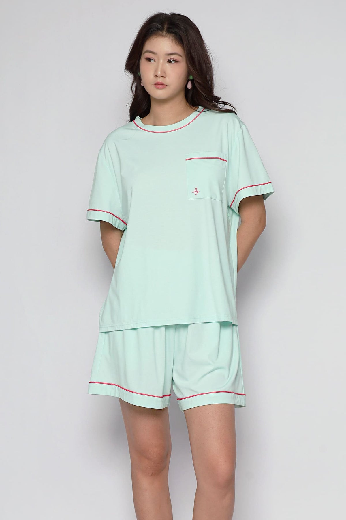 TENCEL - Nap Queen Pyjamas Shorts Set in Strawberry Mint