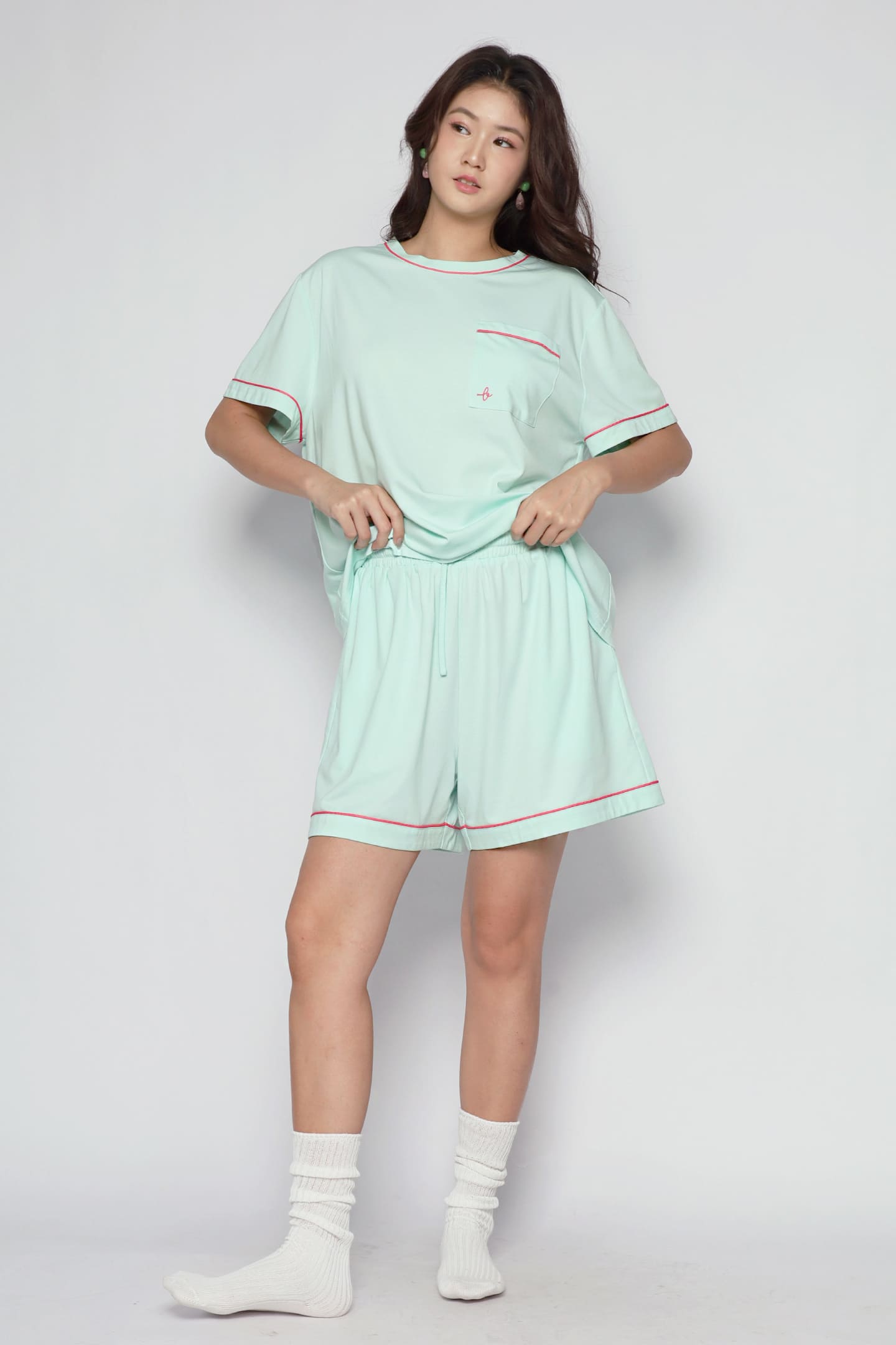 TENCEL - Nap Queen Pyjamas Shorts Set in Strawberry Mint