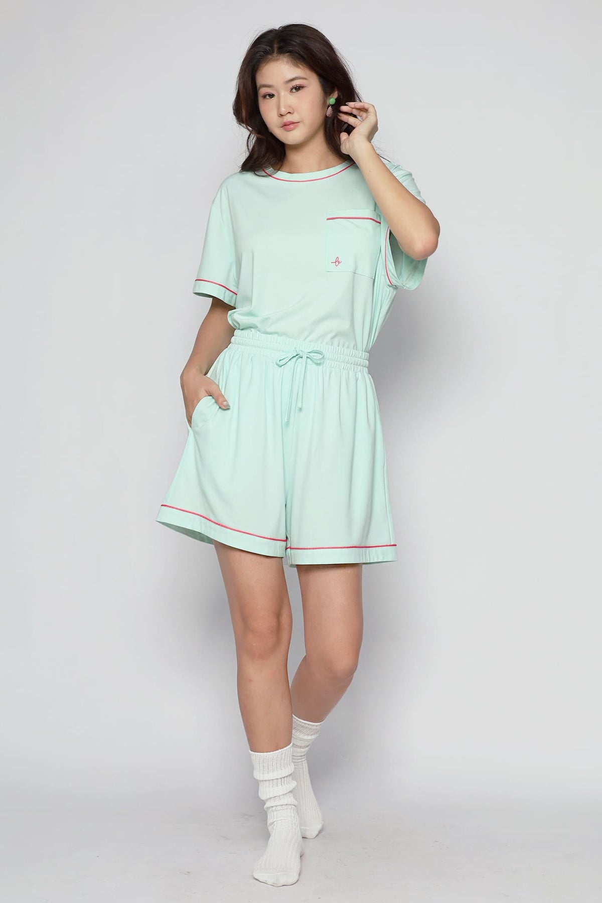 TENCEL - Nap Queen Pyjamas Shorts Set in Strawberry Mint