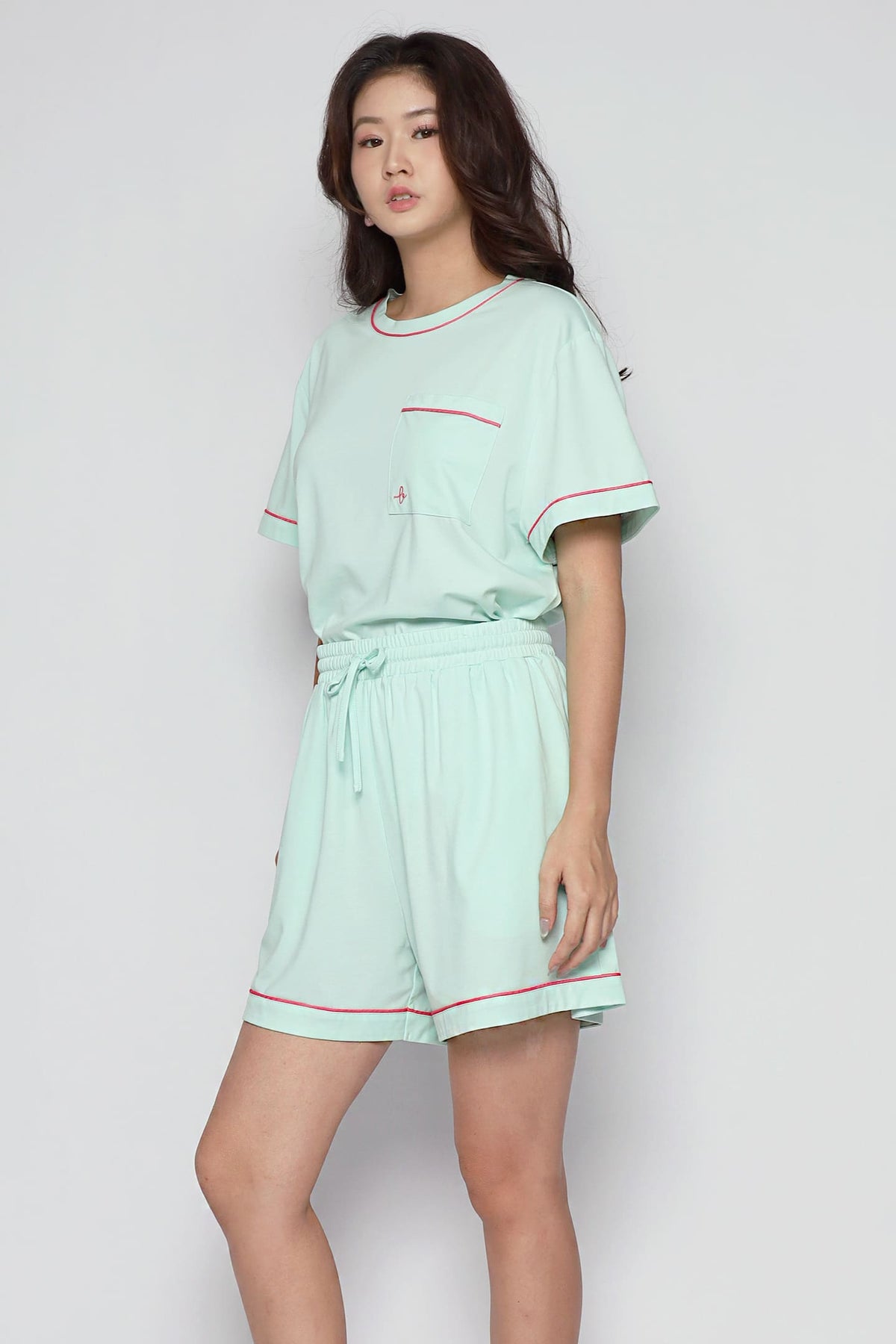 TENCEL - Nap Queen Pyjamas Shorts Set in Strawberry Mint