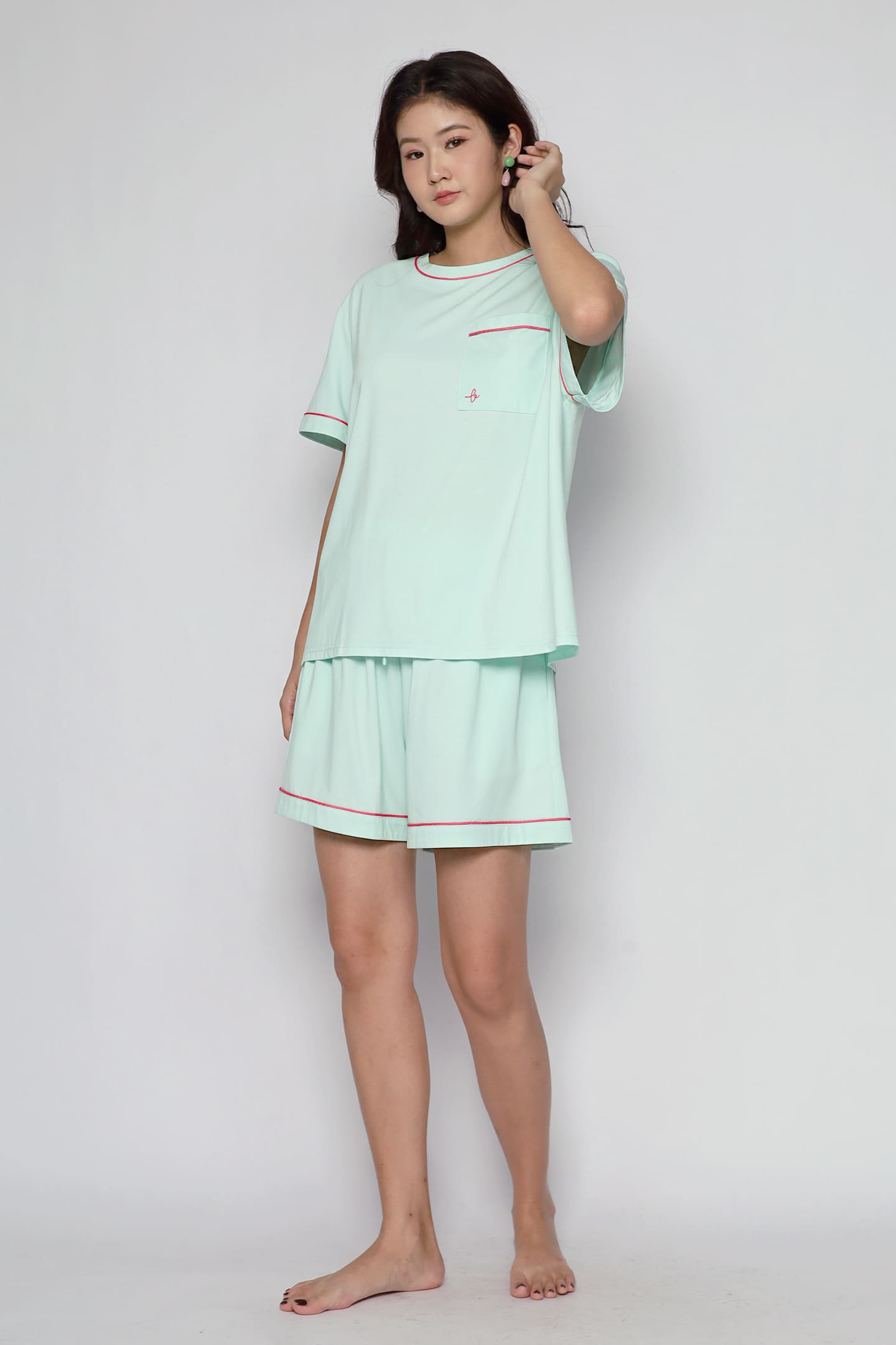 TENCEL - Nap Queen Pyjamas Shorts Set in Strawberry Mint