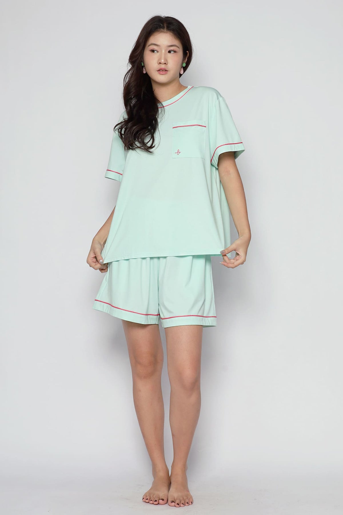 TENCEL - Nap Queen Pyjamas Shorts Set in Strawberry Mint
