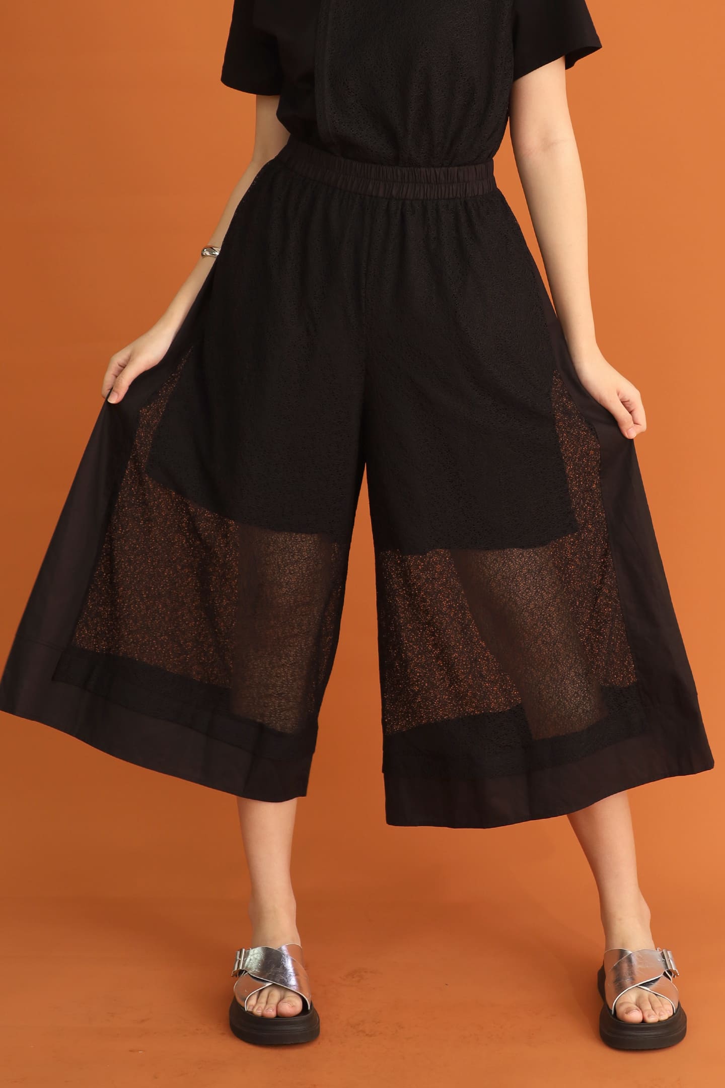 CHOSEN: Adrienna Netted Culottes in Black