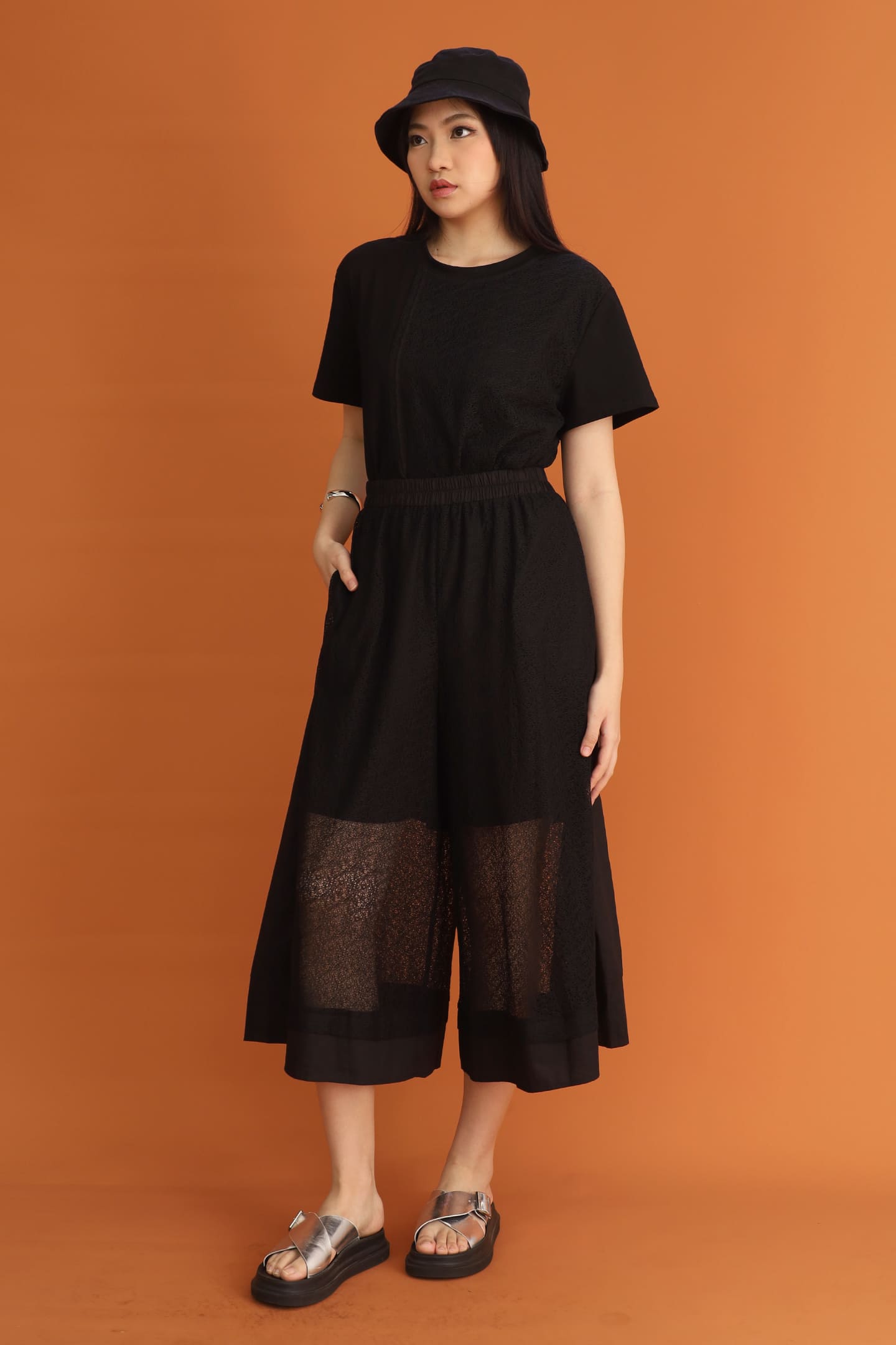 CHOSEN: Adrienna Netted Culottes in Black