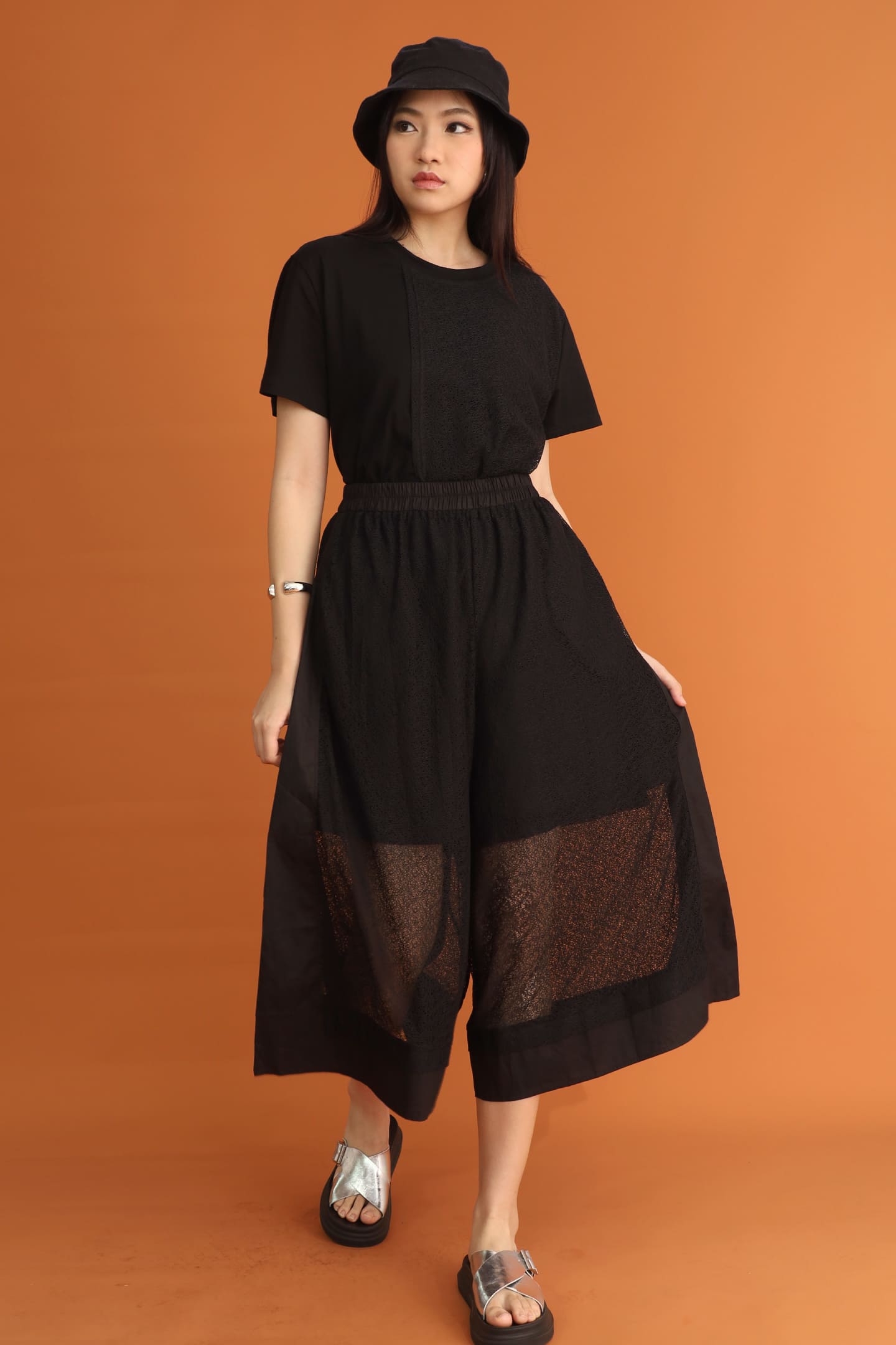 CHOSEN: Adrienna Netted Culottes in Black