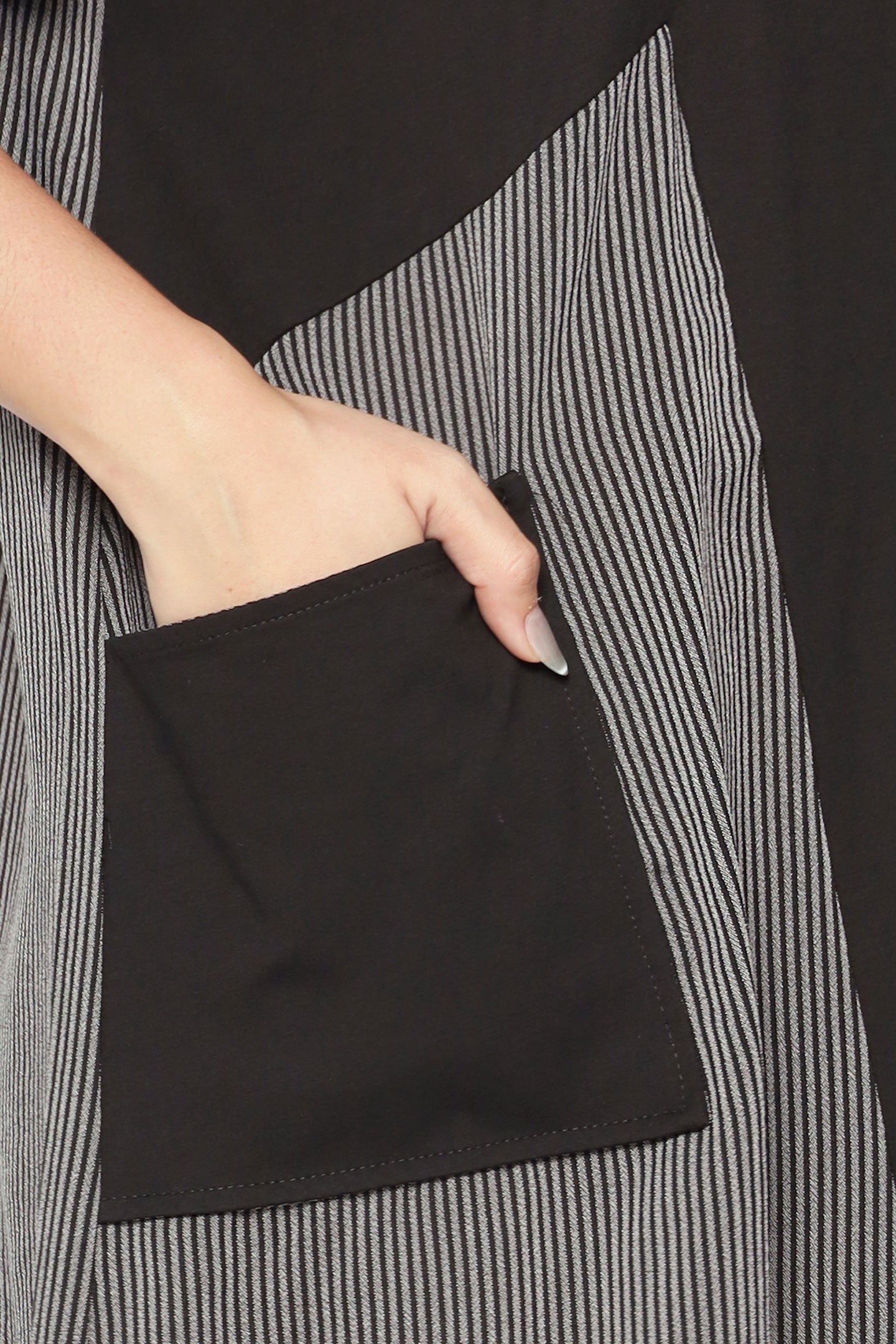 Nia Pinstripes Dress in Black