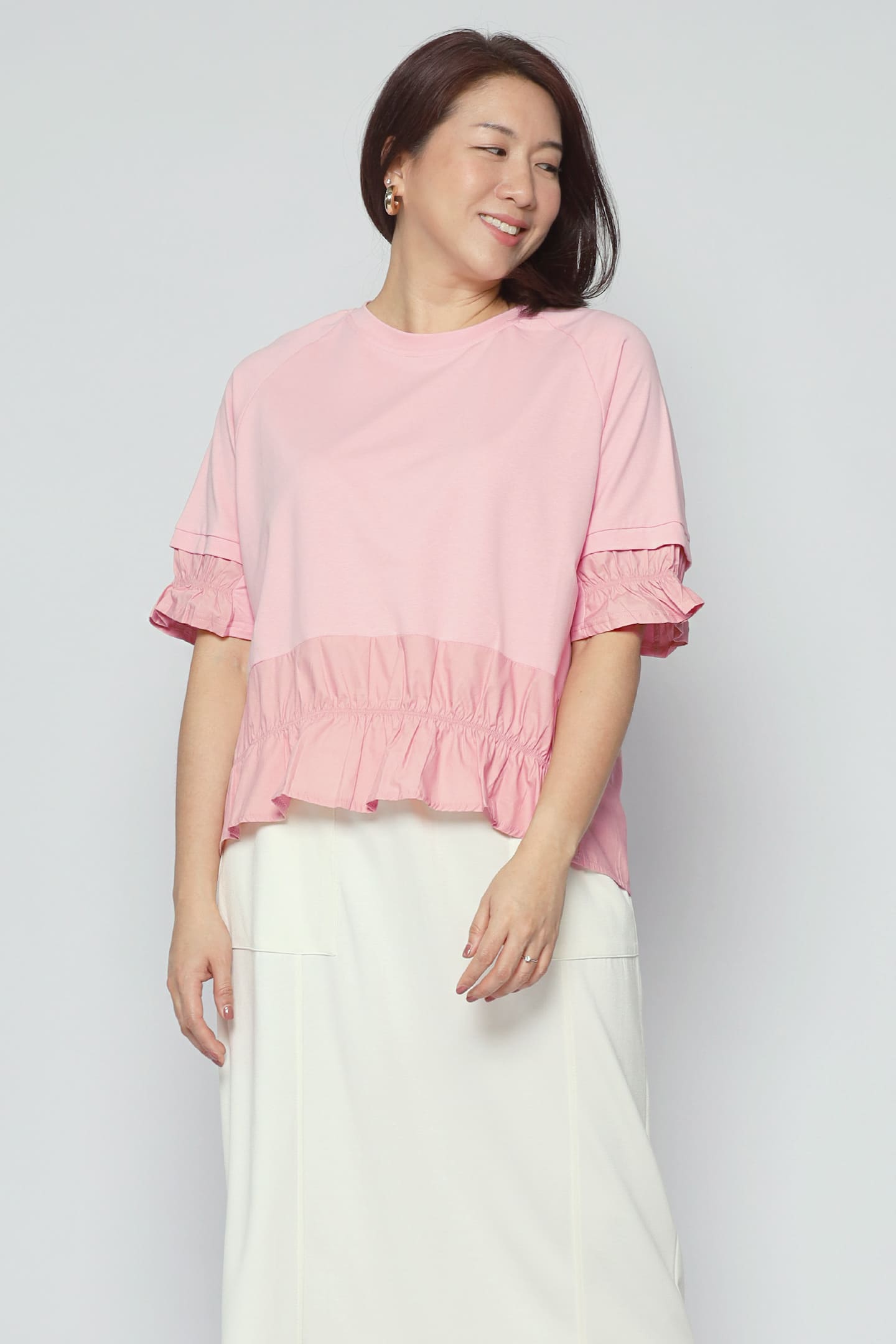 Backorders Easy By TE - Nolan Frill Top in Pink