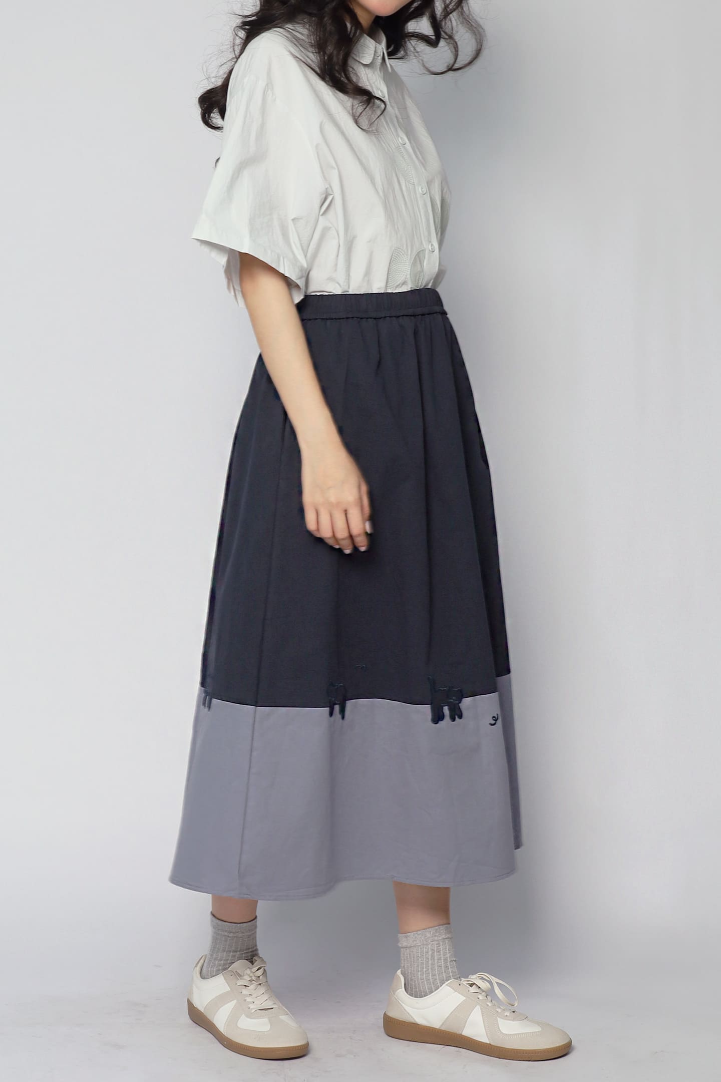 JOY - Noma Colourblock Skirt with Cats