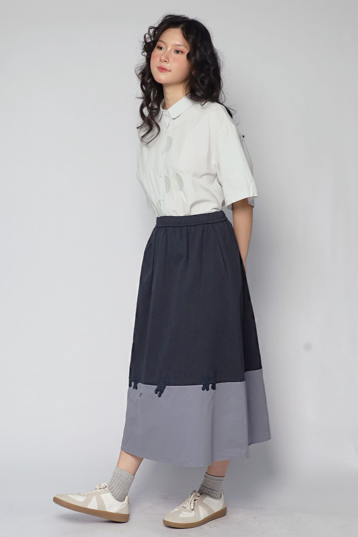 JOY - Noma Colourblock Skirt with Cats