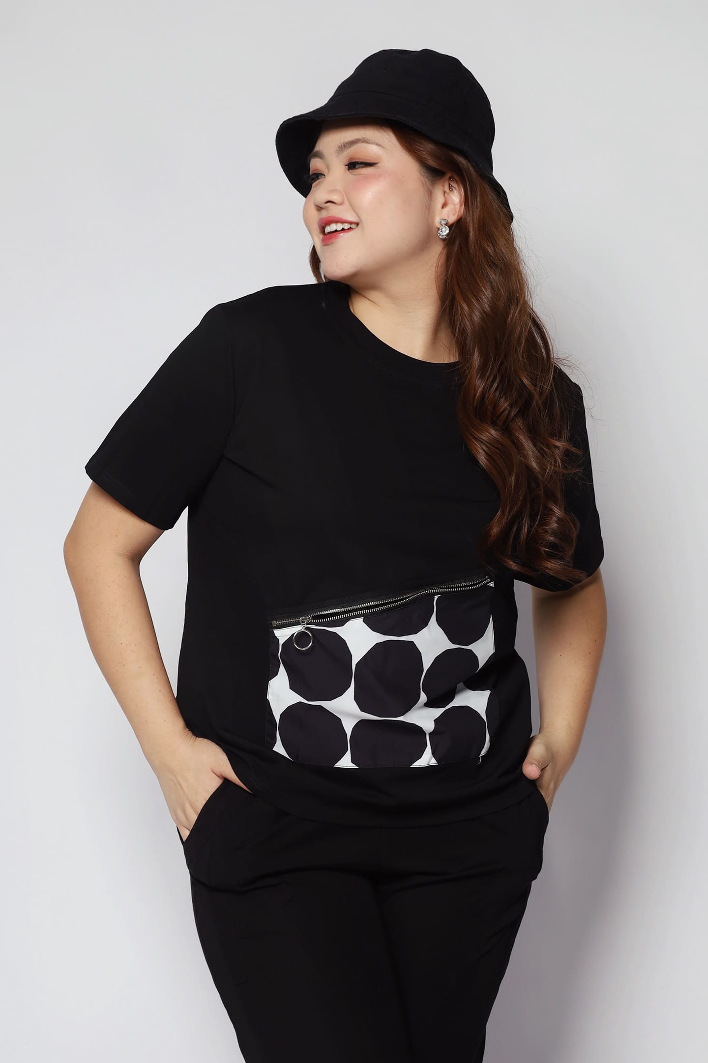 Novah Polkadot Top in Black