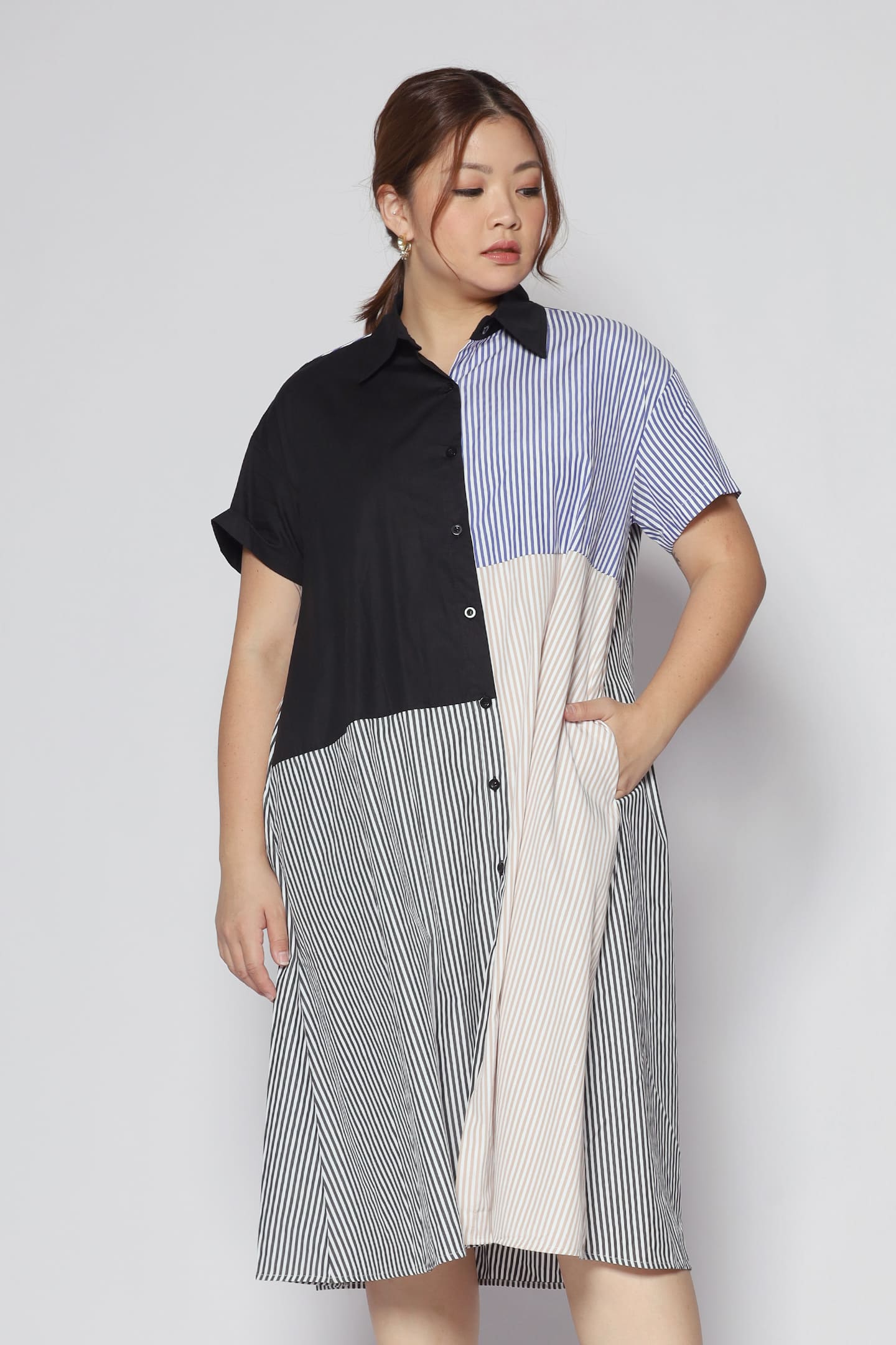 Oasis Stripes Colourblock Shirt Dress