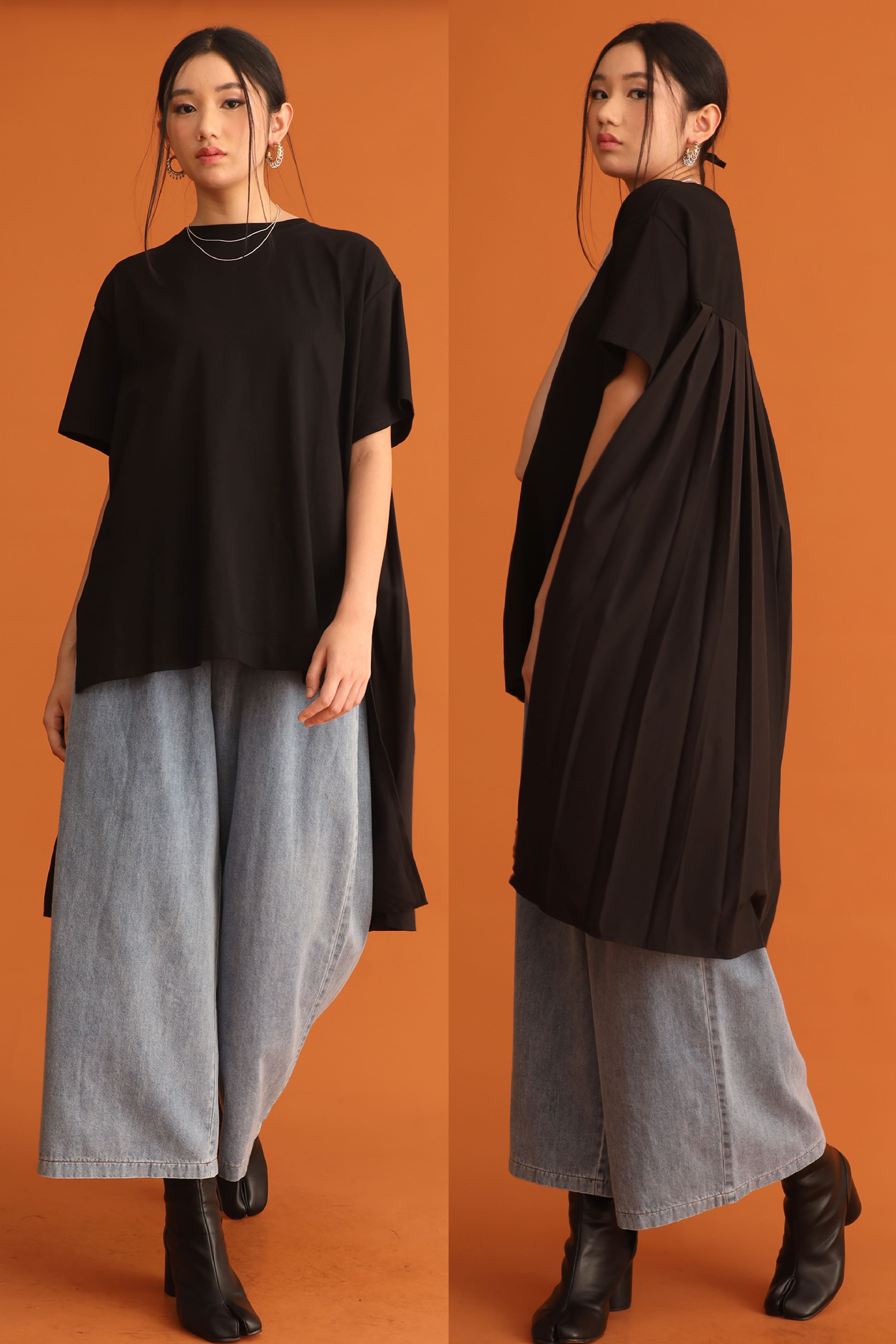 CHOSEN - Odin Back Pleated Top in Black