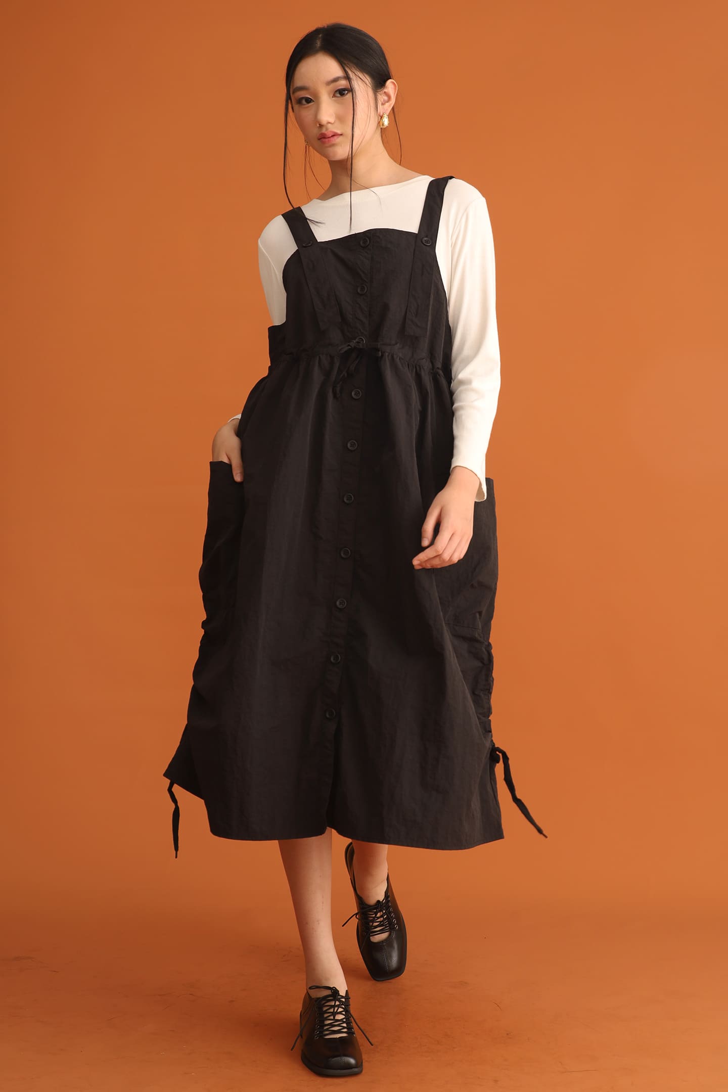 CHOSEN - Ola Pinafore Dress in Black