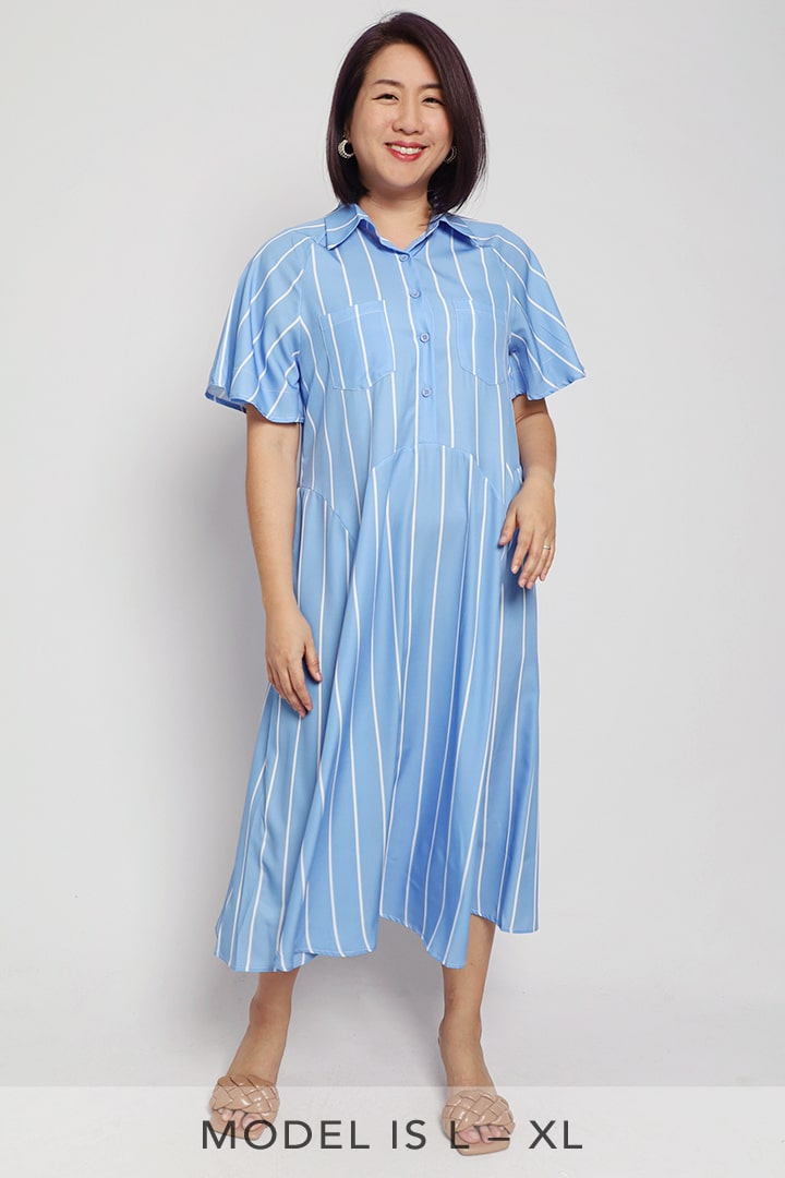 Orla Stripe Dress in Blue