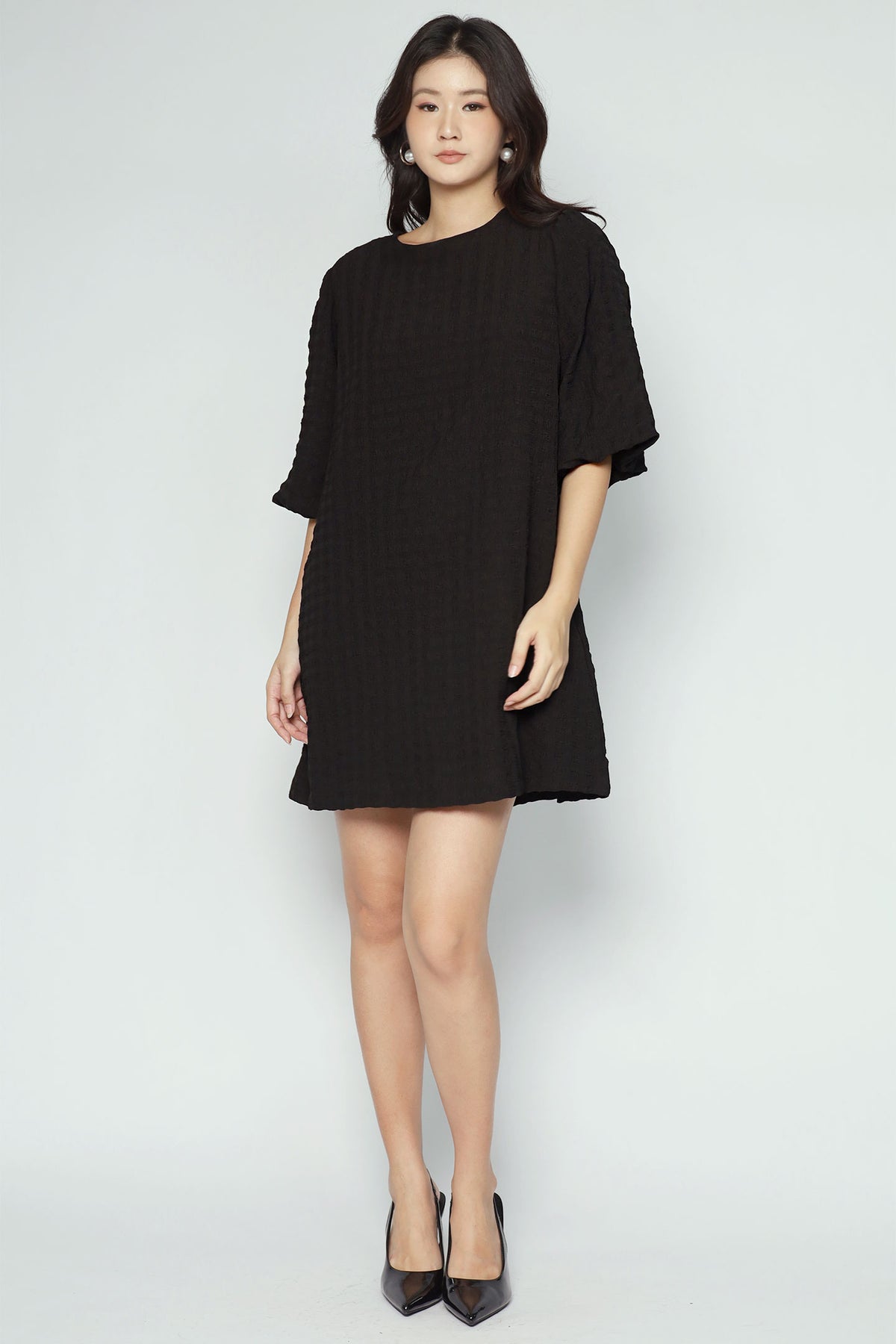 Pam Dress in Black Textured