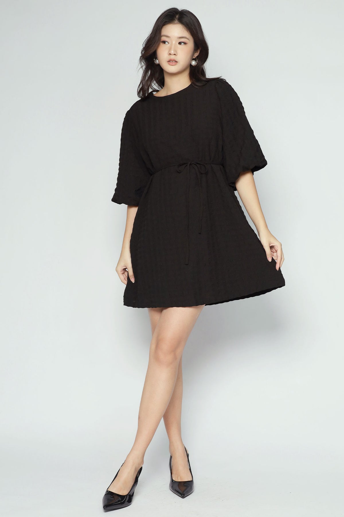 Pam Dress in Black Textured