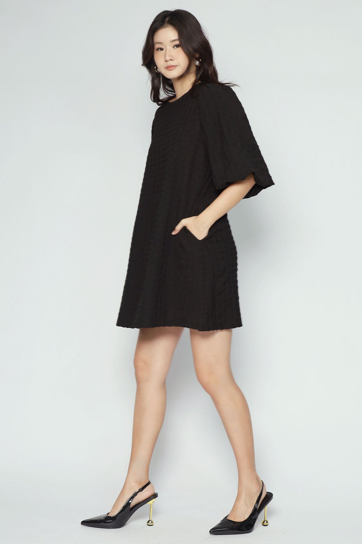Pam Dress in Black Textured