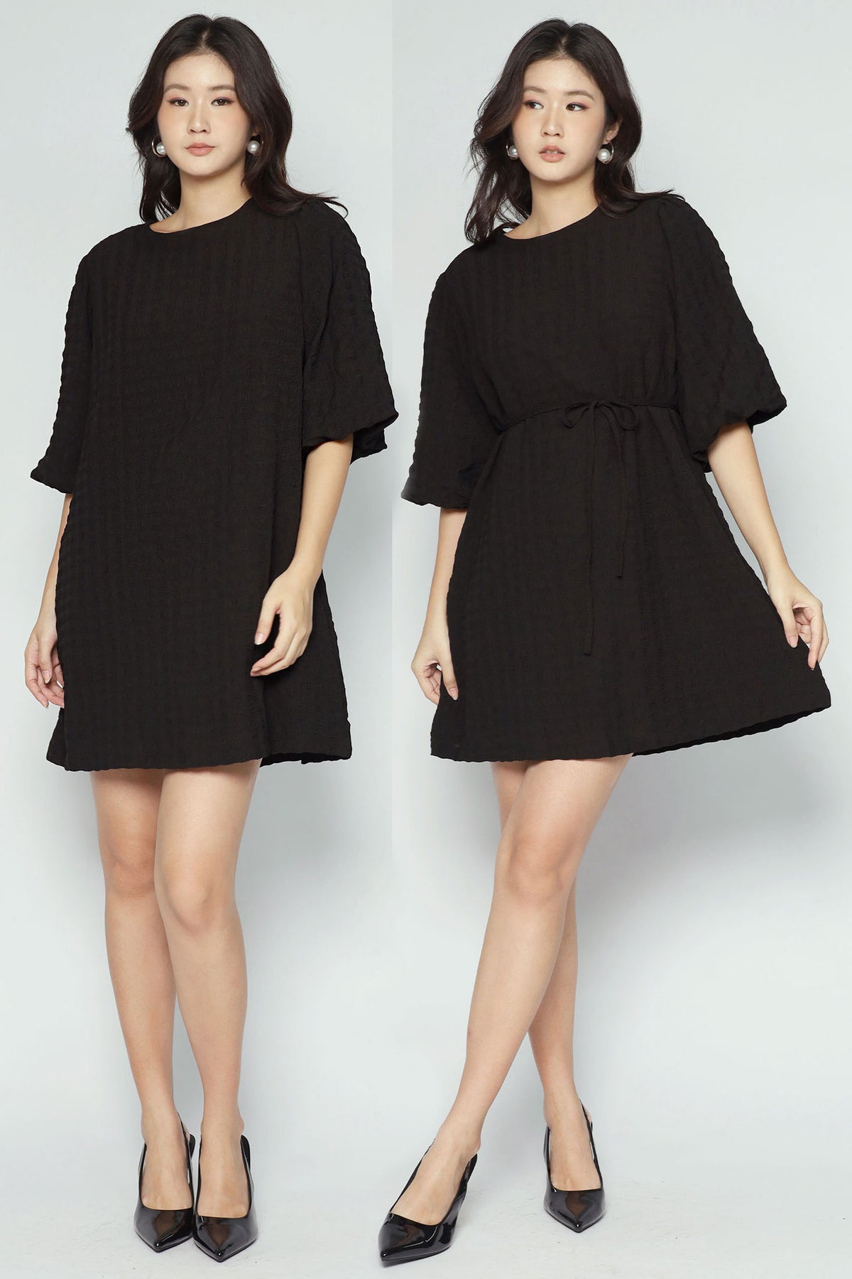 Pam Dress in Black Textured