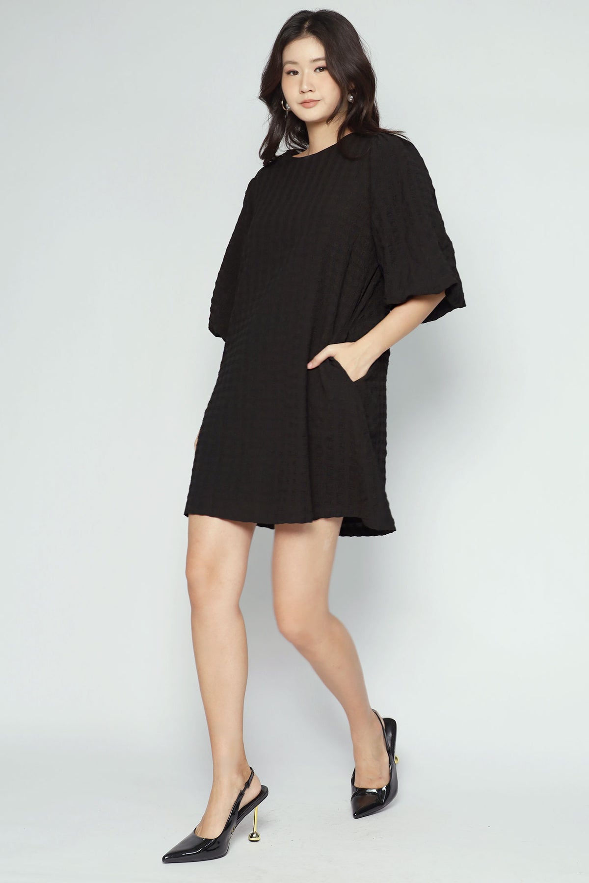 Pam Dress in Black Textured