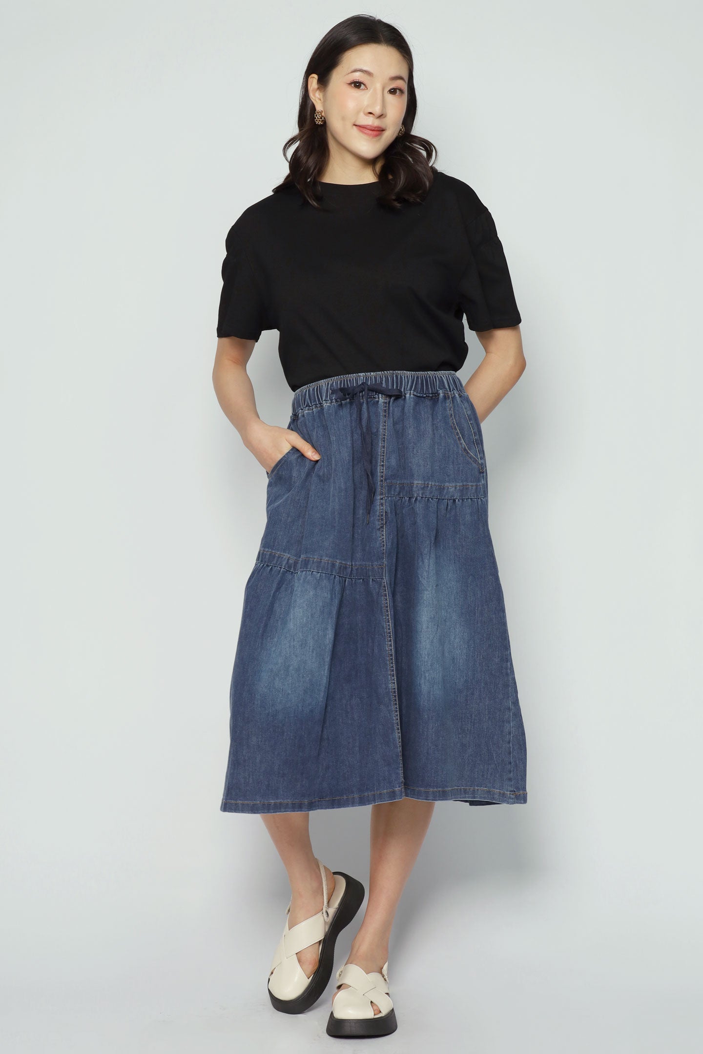 Pean Denim Skirt in Dark Blue