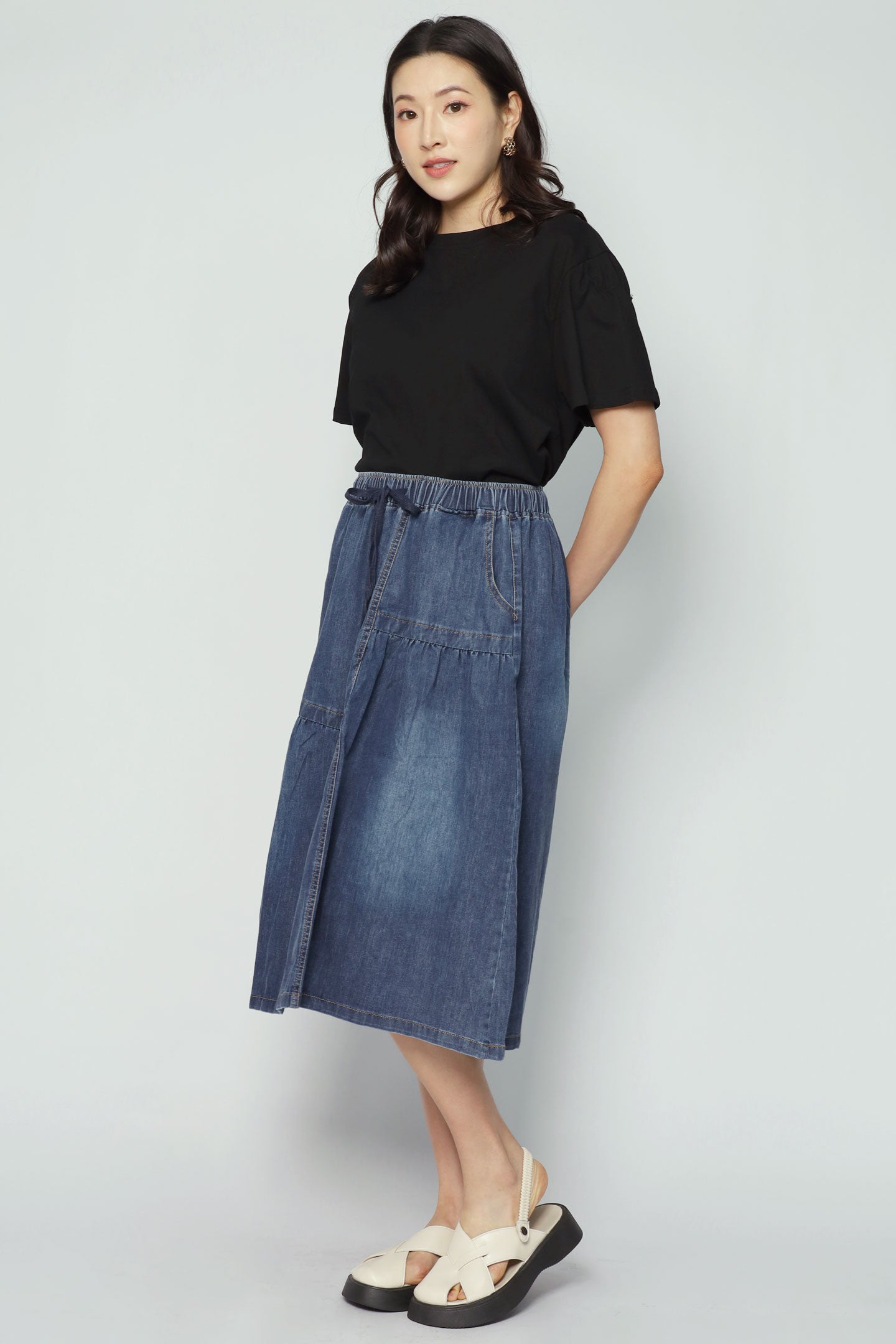 Pean Denim Skirt in Dark Blue