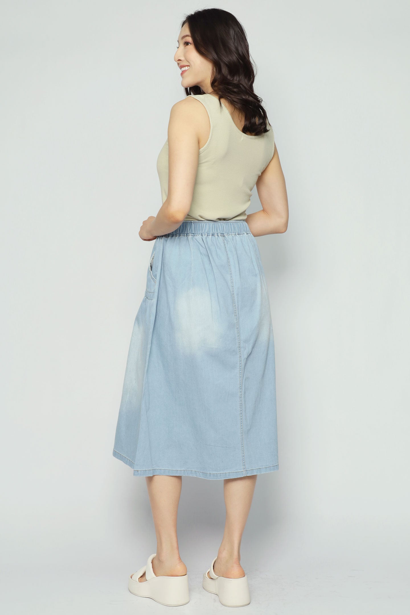 Pean Denim Skirt in Light Blue