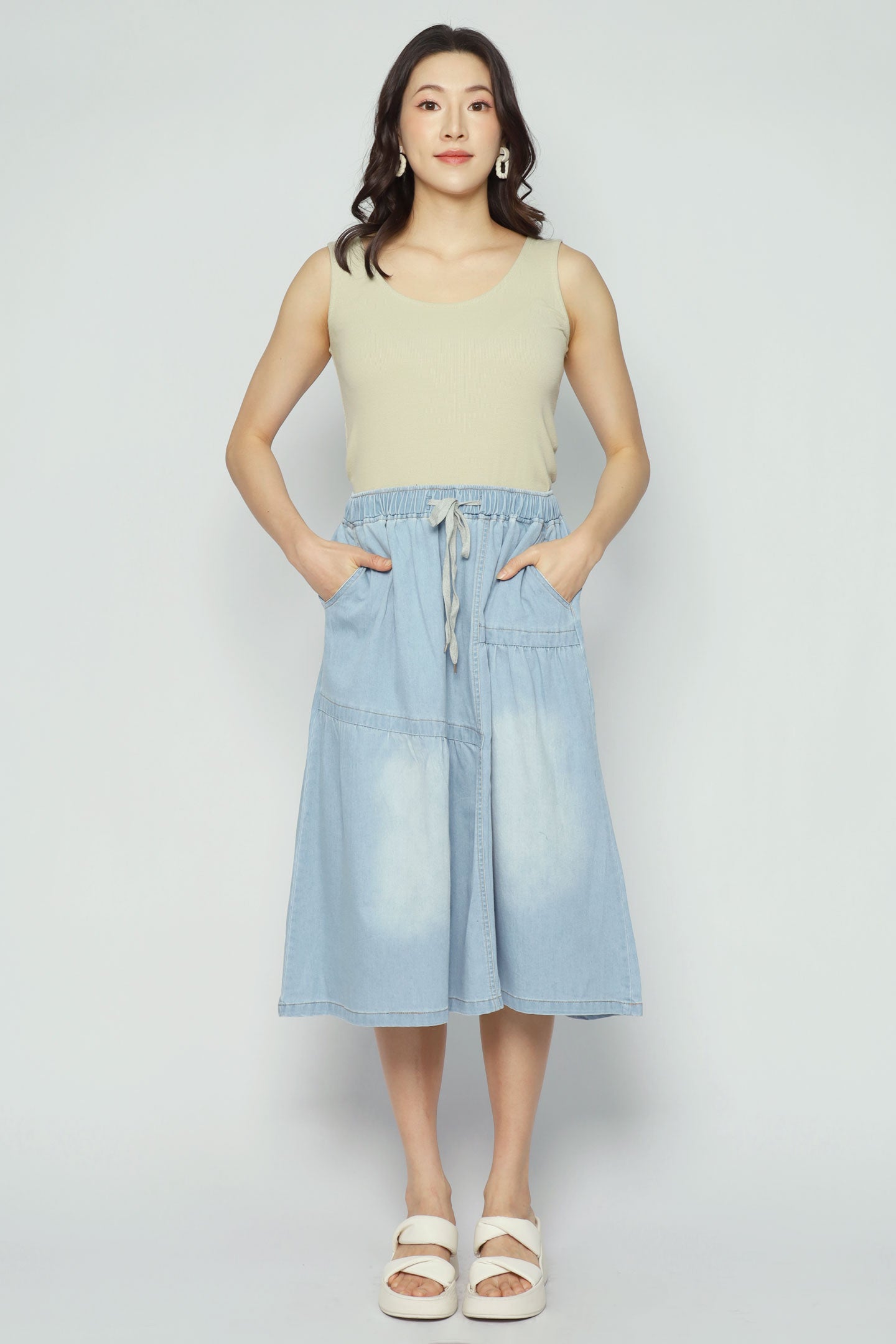 Pean Denim Skirt in Light Blue